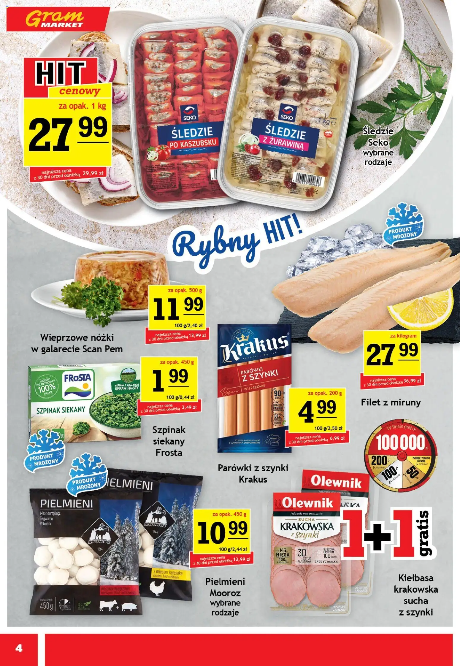 Gram Market Gazetka od 29.10.2025 | Strona: 4 | Produkty: Parówki z szynki, Śledzie z żurawiną, Parówki, Szpinak