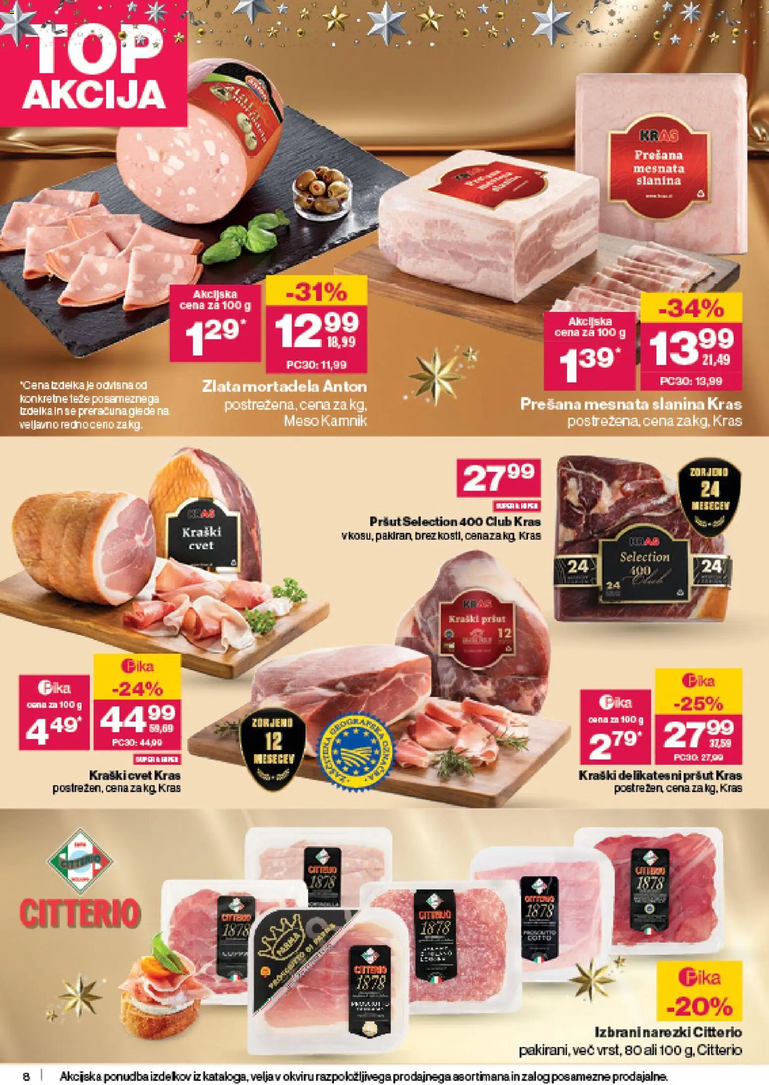 Novi Mercator katalog ponudbe – veljaven od 18.12.2025 | Stran: 8 | Izdelki: Pršut, Mortadela, Slanina