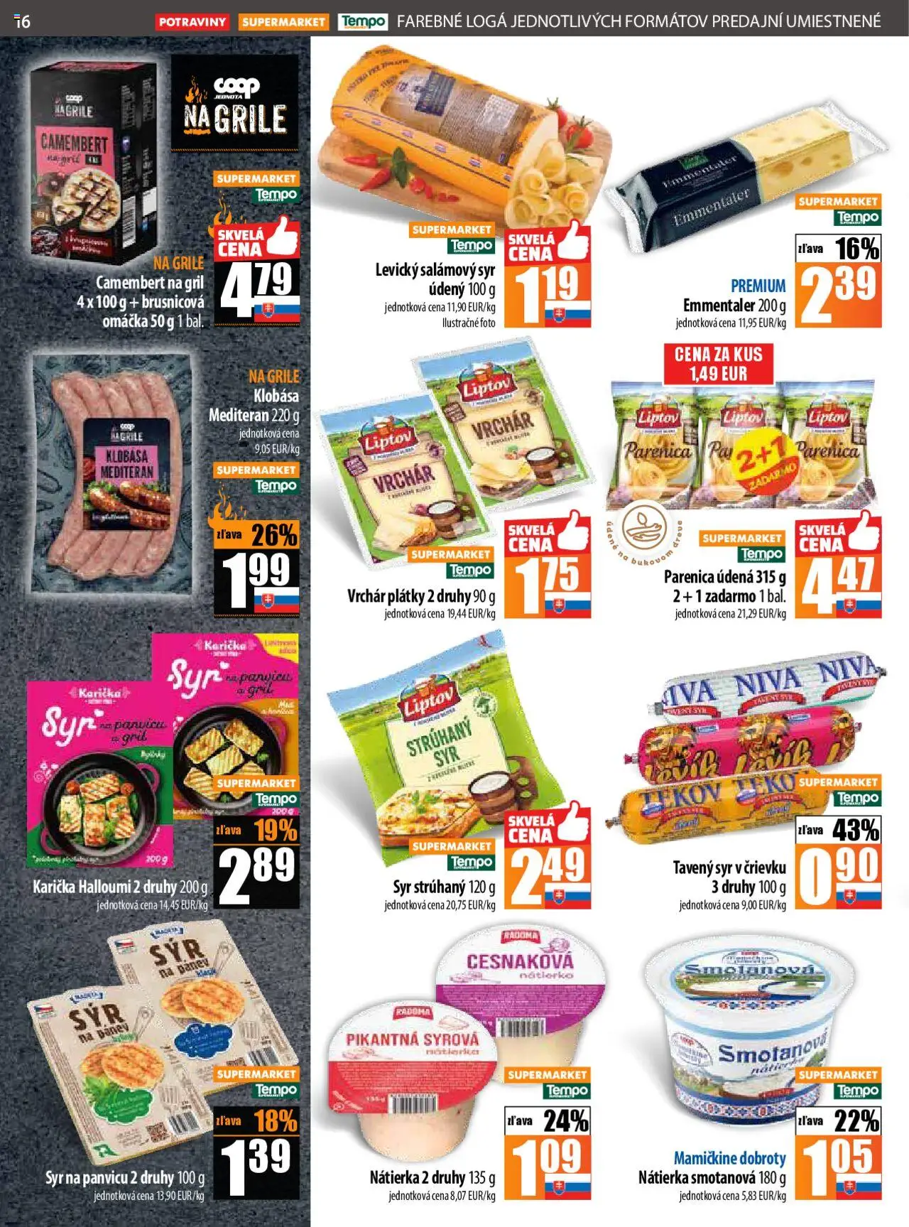 COOP Jednota leták │ platný od 21.08.2025 | Strana: 16 | Produkty: Gril, Syr, Omáčka