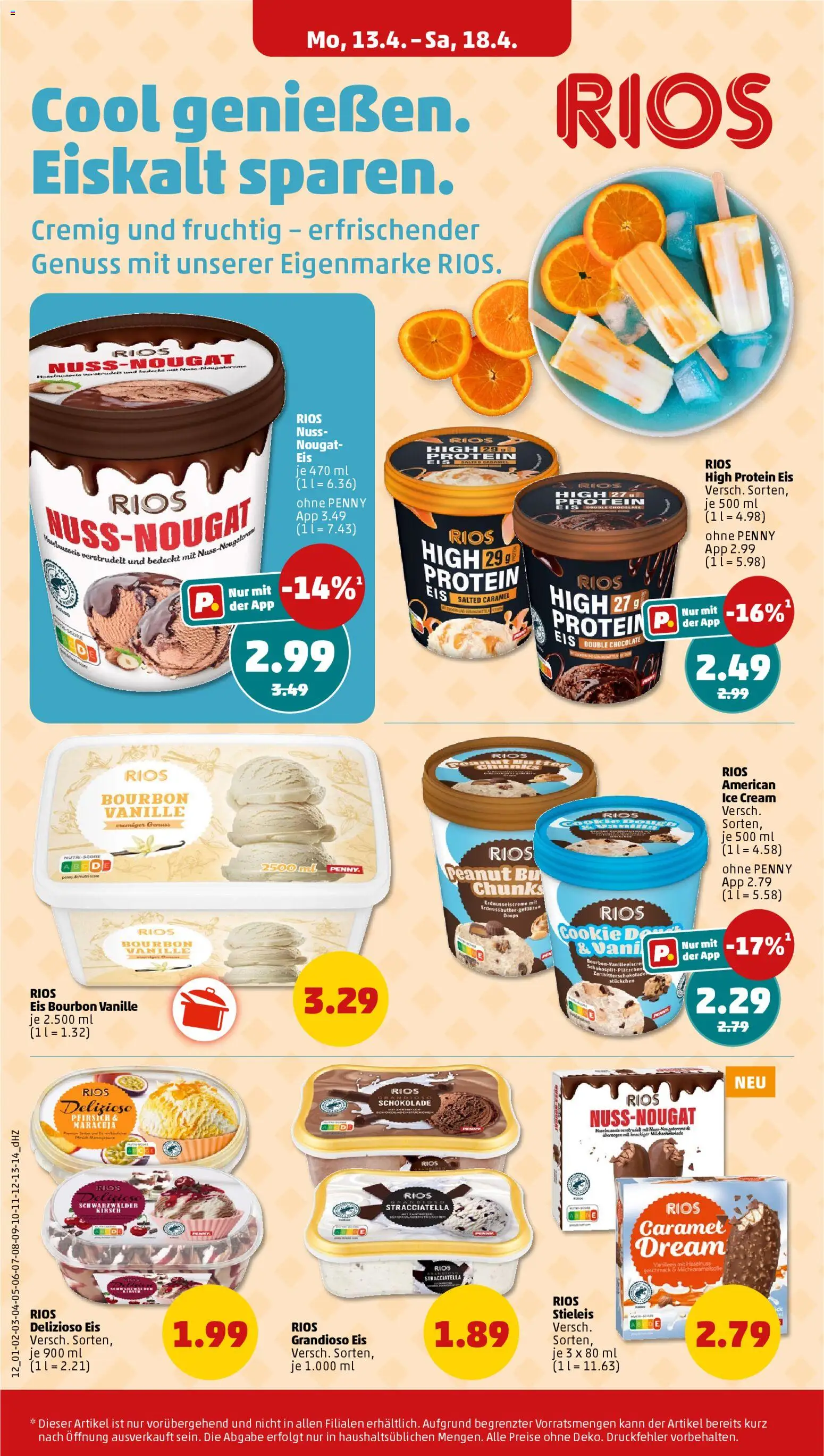 Penny Prospekt 	 – gültig ab 13.04.2026 | Seite: 16 | Produkte: Schokolade, Bourbon, Eis