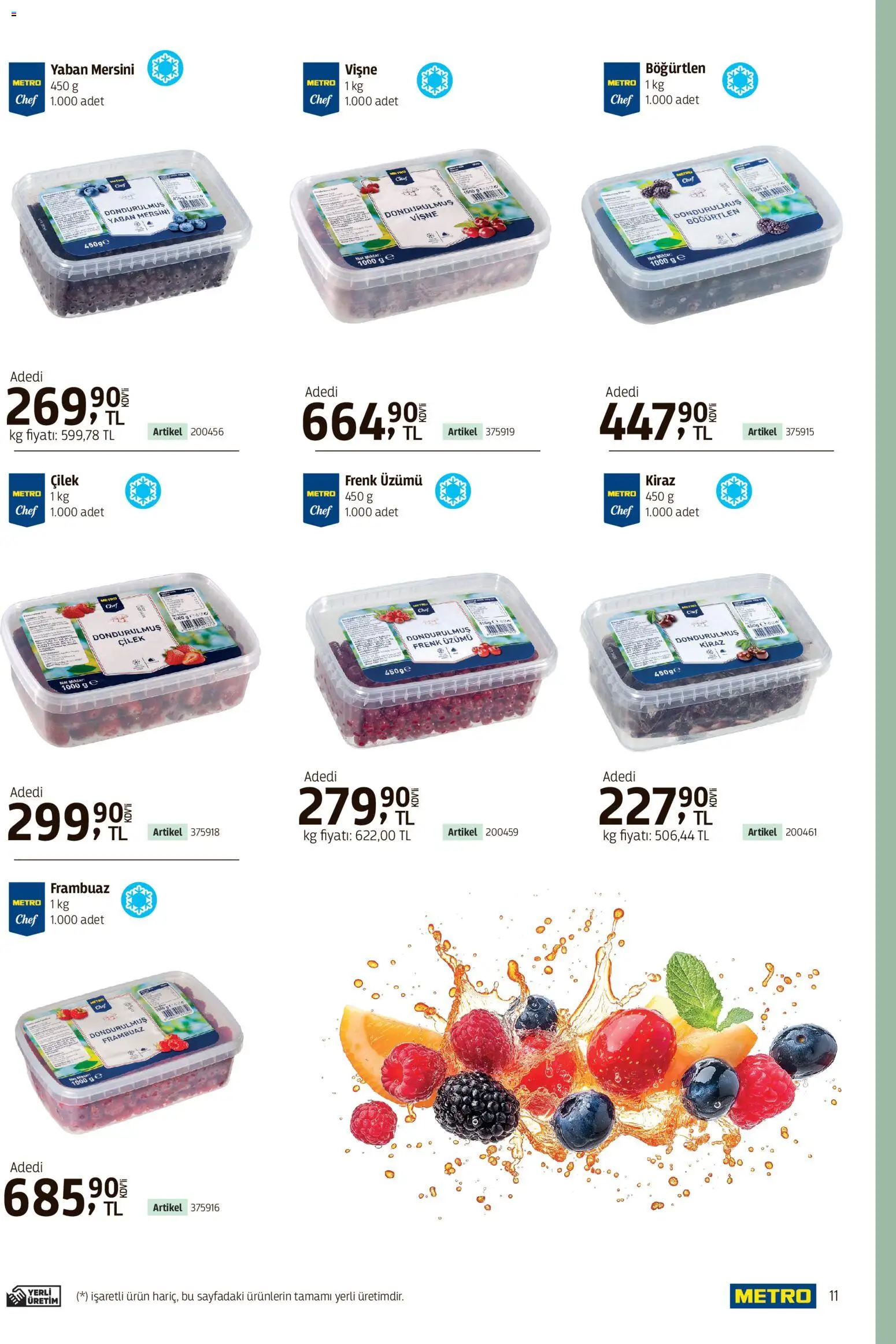 Metro - Kafeler & Pastaneler Kataloğu - 08.04.2026 tarihinden itibaren geçerlidir | Sayfa: 11 | Ürünler: Frenk üzümü, Böğürtlen, Yaban mersini, Kiraz