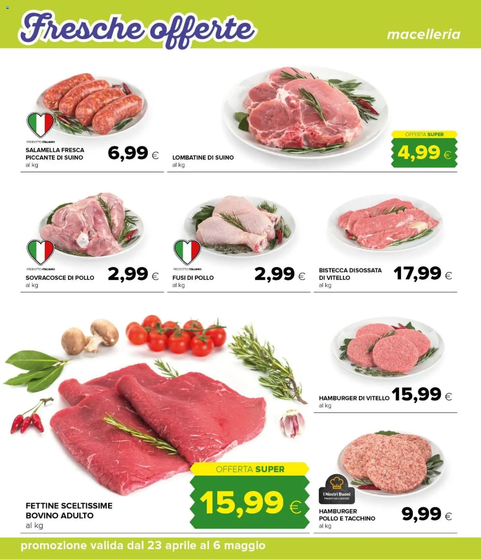 Volantino Oasi del 23.04.2026 | Pagina: 14 | Prodotti: Bovino, Pollo, Tacchino, Hamburger