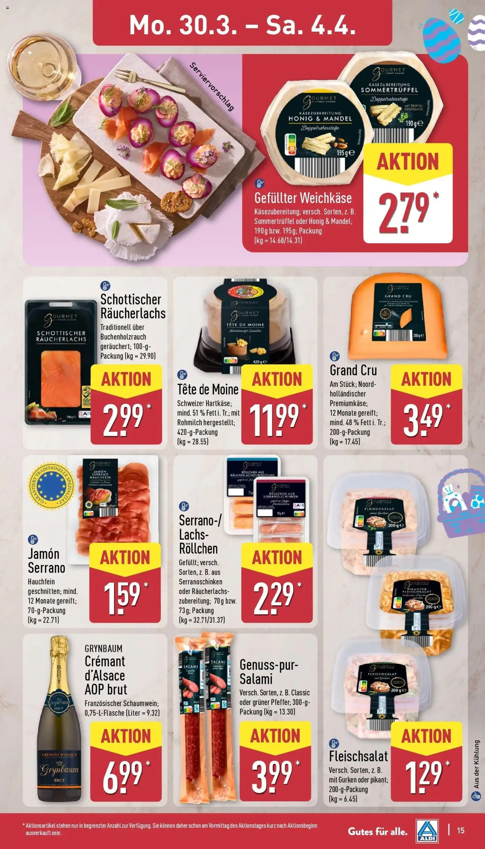 Aldi Wochenangebote – gültig ab 30.03.2026 | Seite: 16 | Produkte: Lachs, Räucherlachs, Schinken, Gurken