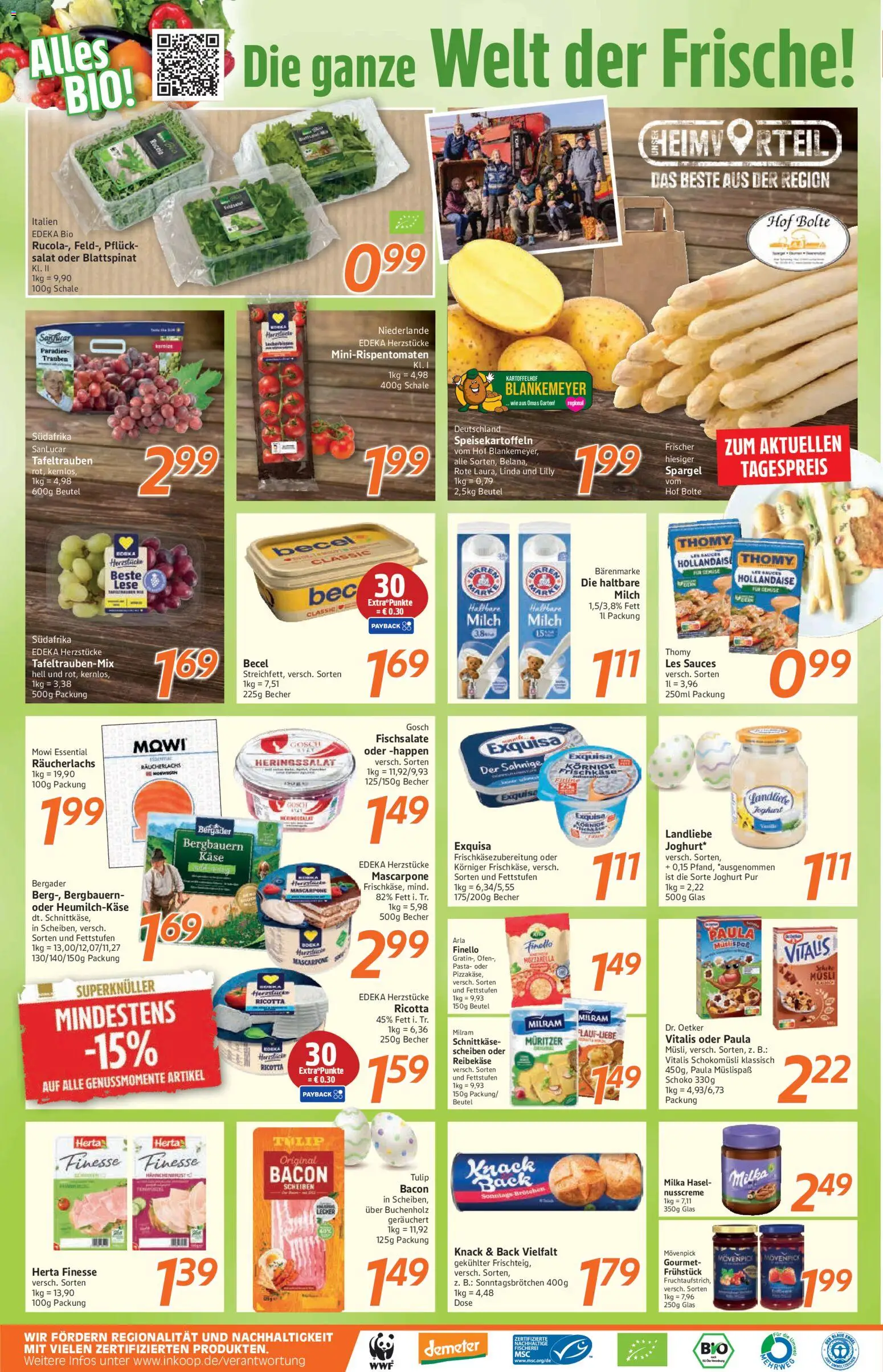 Inkoop Prospekt – gültig ab 30.03.2026 | Seite: 2 | Produkte: Musli, Becel, Exquisa, Räucherlachs