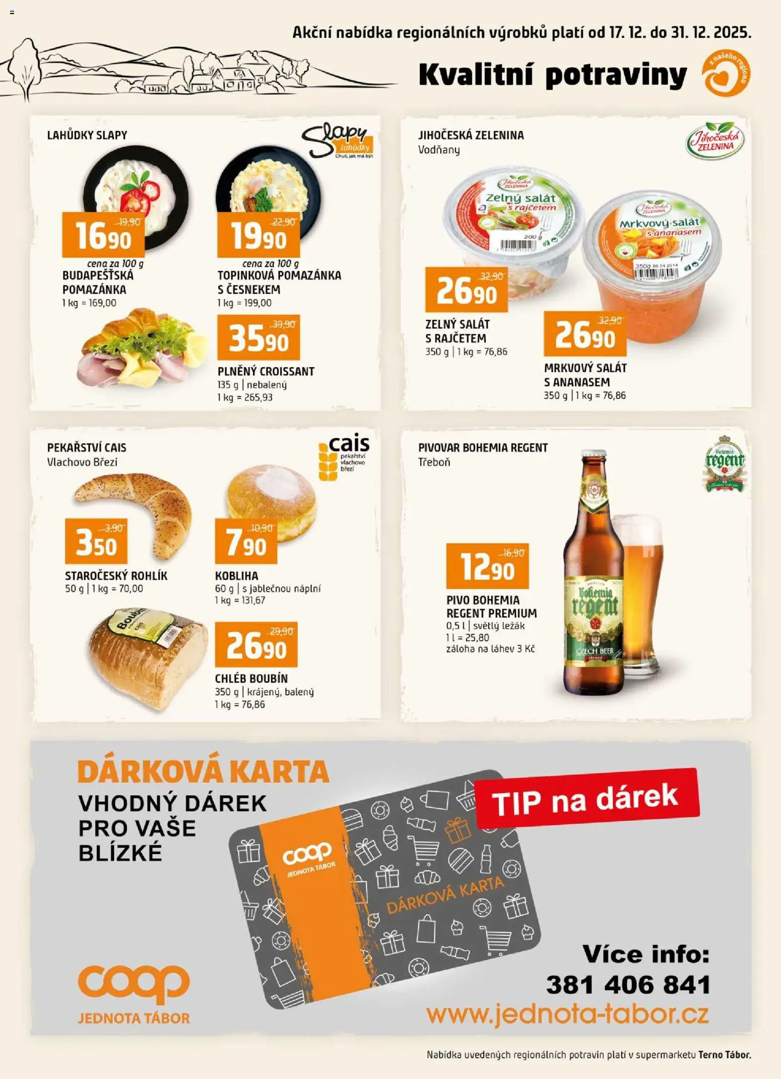 Terno leták - Tábor  od 17.12.2025 | Strana: 16 | Produkty: Pivo, Rohlík, Salát, Zelenina