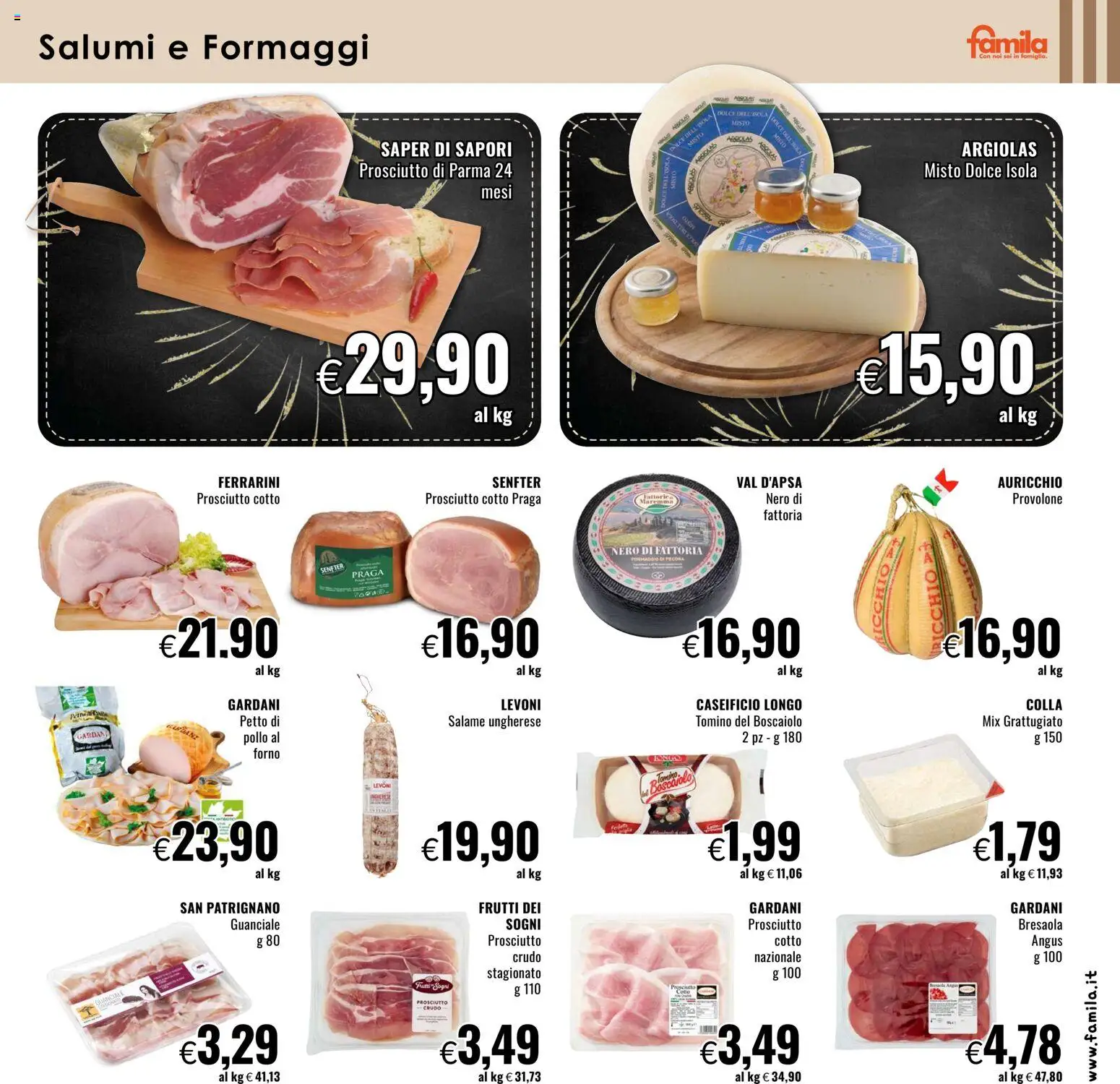 Volantino Famila del 28.12.2025 | Pagina: 11 | Prodotti: Salame, Prosciutto, Colla, Forno