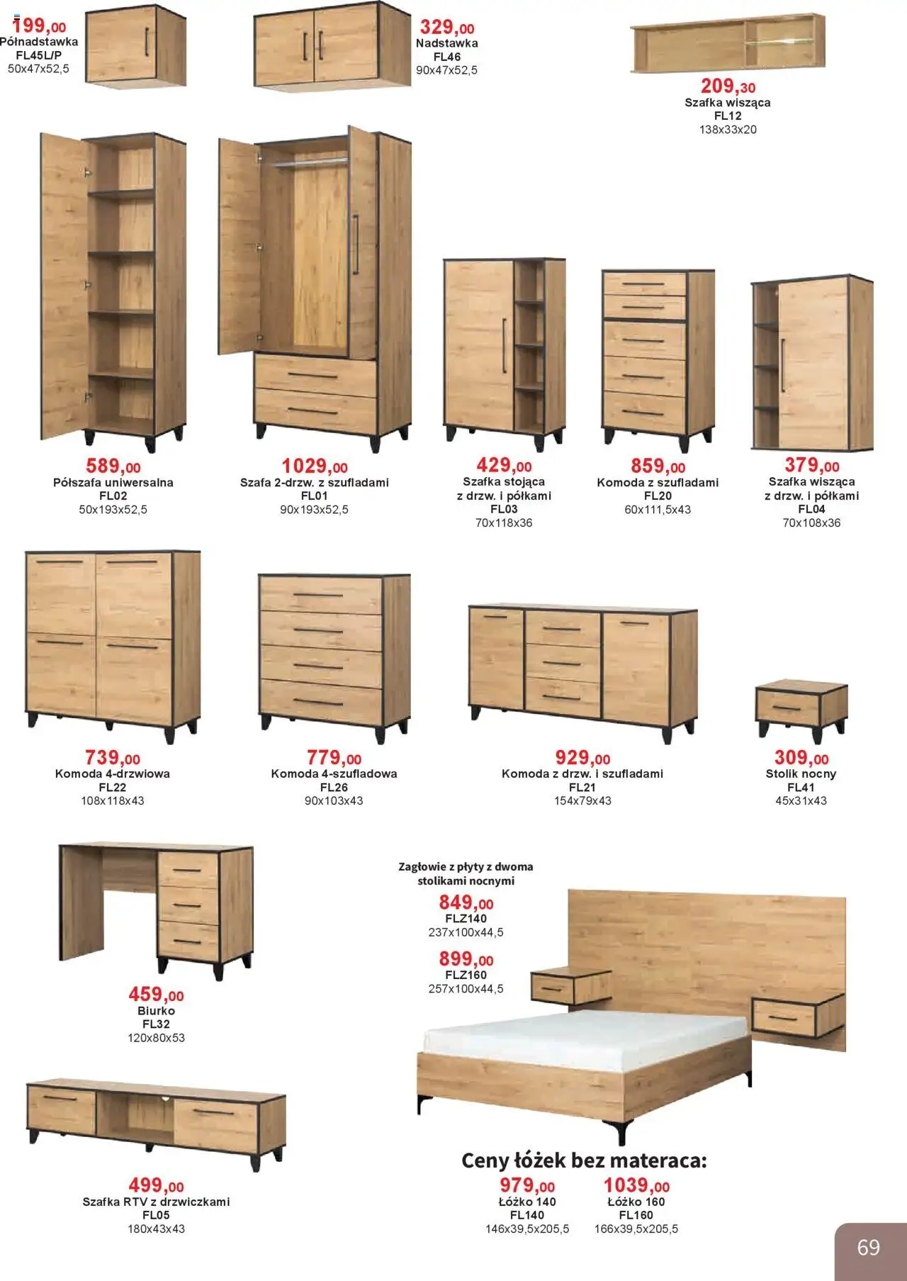 Bodzio Katalog od 01.10.2025 | Strona: 69 | Produkty: Łóżko, Szafa, Komoda, Biurko