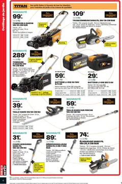 Brico Dépôt - Prévisualisation de Brico Dépôt catalogue valide à partir de 27.03.2026 | Page: 6 | Produits: Tondeuse à gazon, Tronçonneuse, Poignées, Batterie