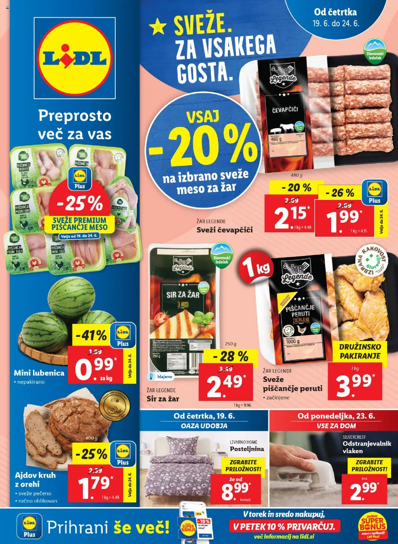 Lidl katalog │ velja od 19.06.2025 | Stran: 1 | Izdelki: Lubenica, Čevapčiči, Zar, Posteljnina