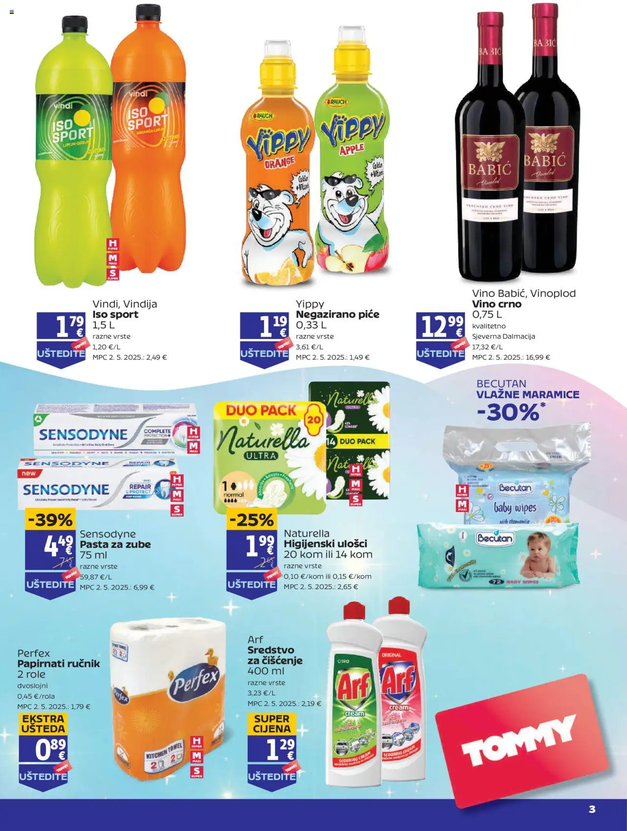 Tommy katalog | vrijedi od 18.09.2025 | Stranica: 3 | Proizvodi: Vindija, Ručnik, Pasta, Sensodyne