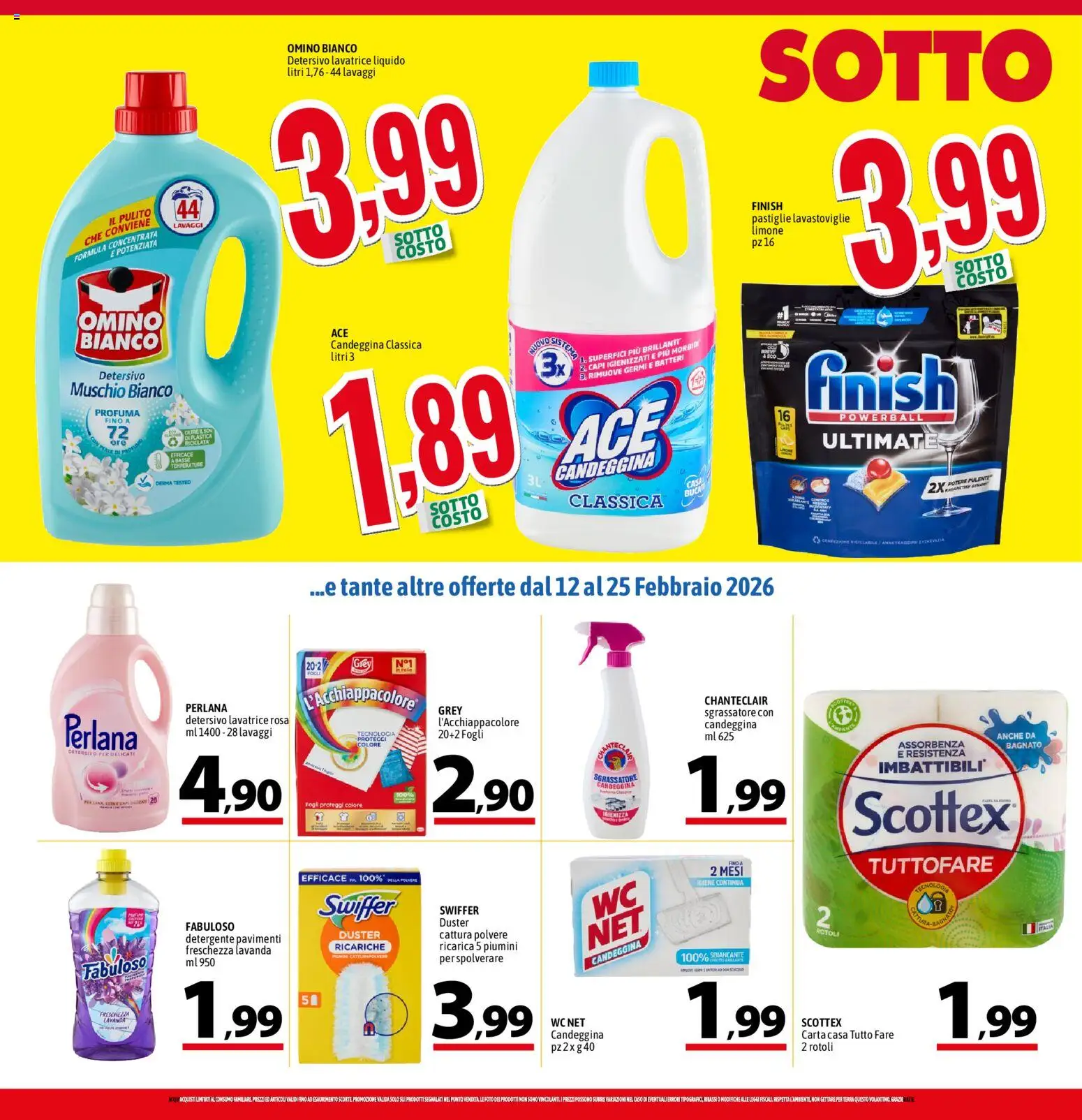 Volantino A&O del 12.02.2026 | Pagina: 2 | Prodotti: Candeggina, Sgrassatore, Lavatrice, Lavanda