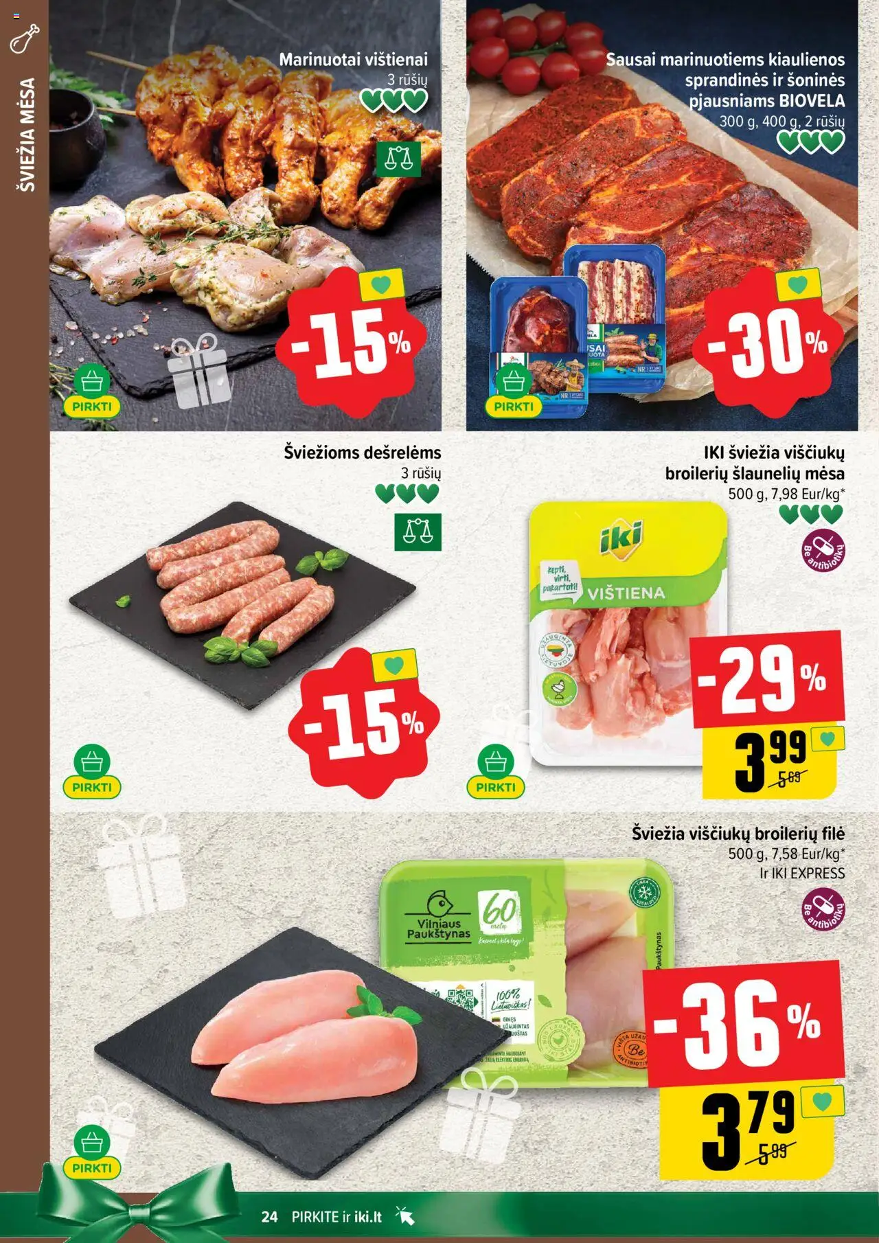 IKI akcijos nuo 13.10.2025 | Puslapis: 24 | Prekių: Kiaulienos, Vištiena