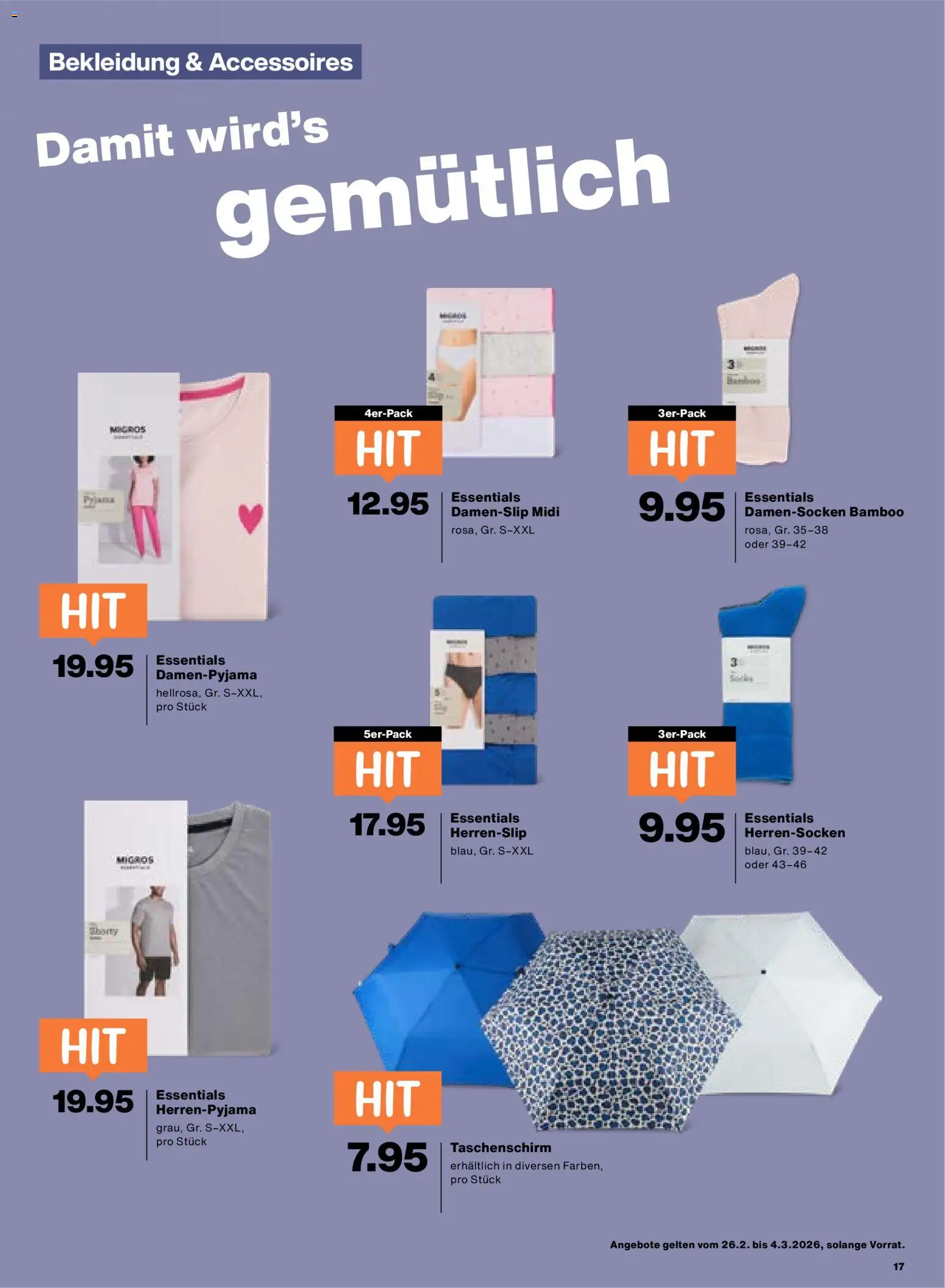Migros Aktionen – gültig ab 26.02.2026 | Seite: 17 | Produkte: Bekleidung