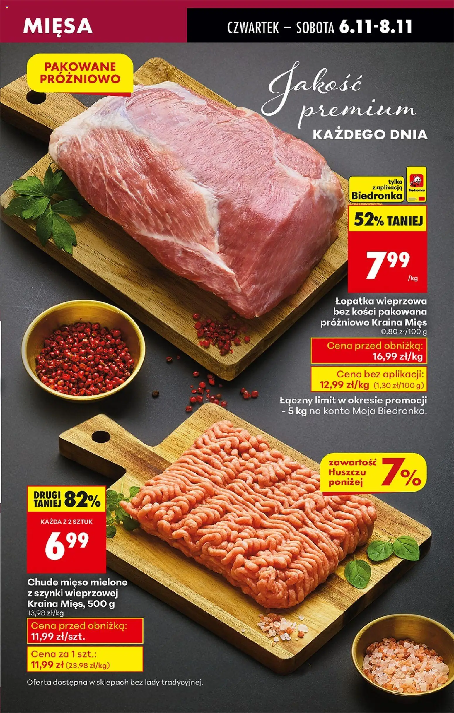 Biedronka gazetka - Oferta w tym tygodniu od 06.11.2025 | Strona: 25 | Produkty: Mięso mielone z szynki, Kraina mięs, Mięso mielone, Łopatka wieprzowa
