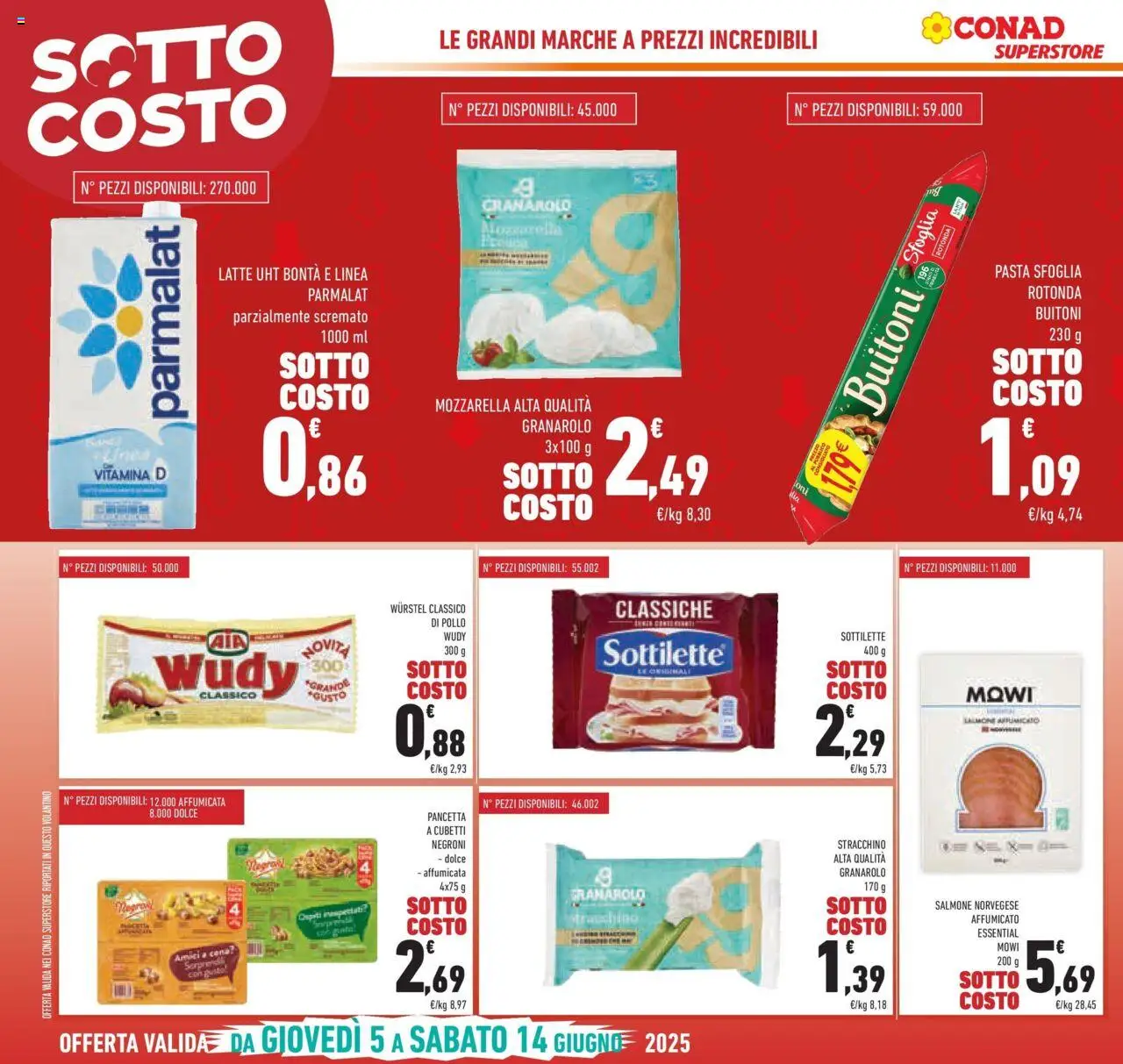 Volantino Conad del 04.06.2025 | Pagina: 2 | Prodotti: Pollo, Pasta sfoglia, Mozzarella, Wurstel