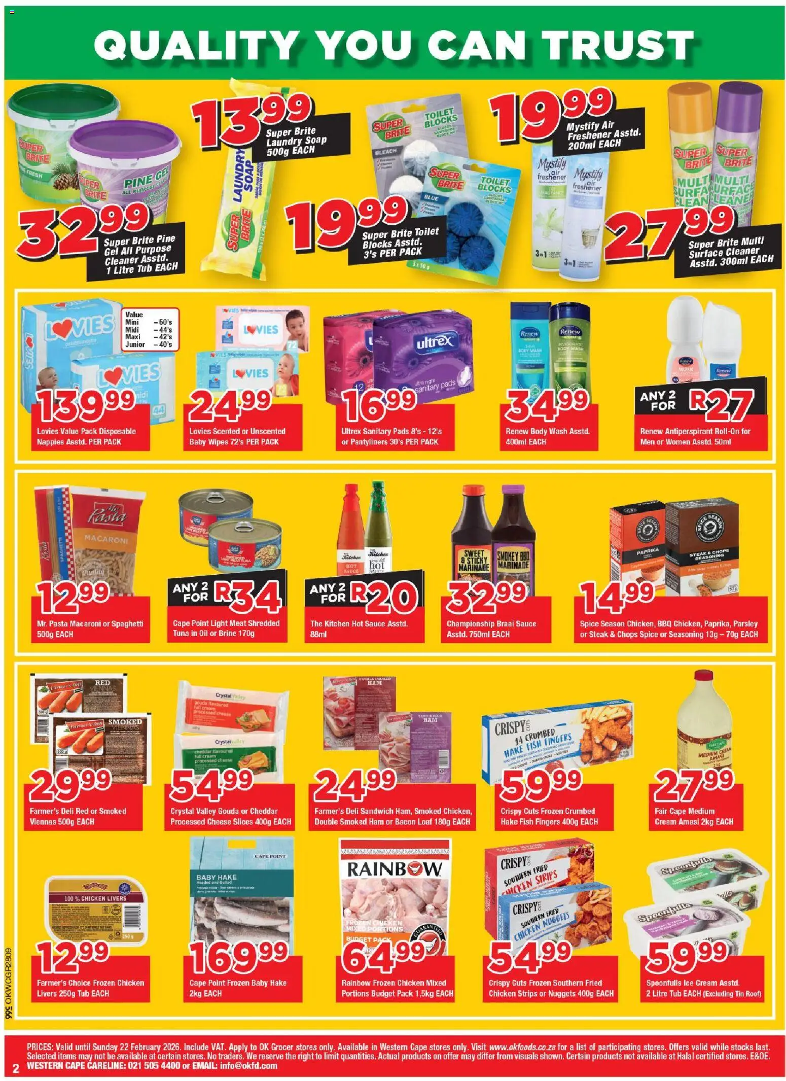 New OK Foods catalogue – valid from 11.02.2026 | Page: 2 | Products: Steak, Ham, Cream, Ice cream