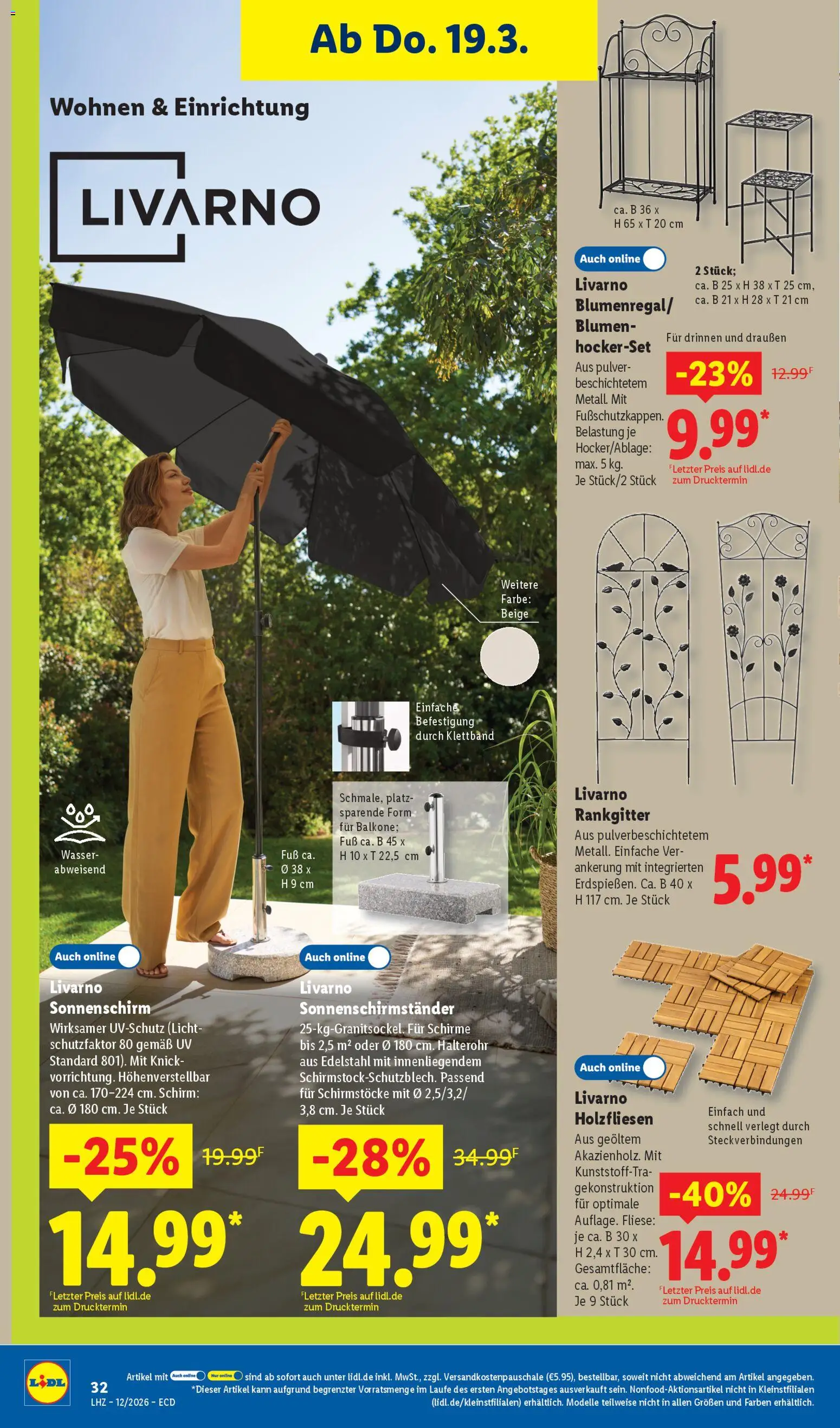 Lidl - Prospekt – gültig ab 16.03.2026 | Seite: 22 | Produkte: Blumen, Wasser, Sonnenschirm