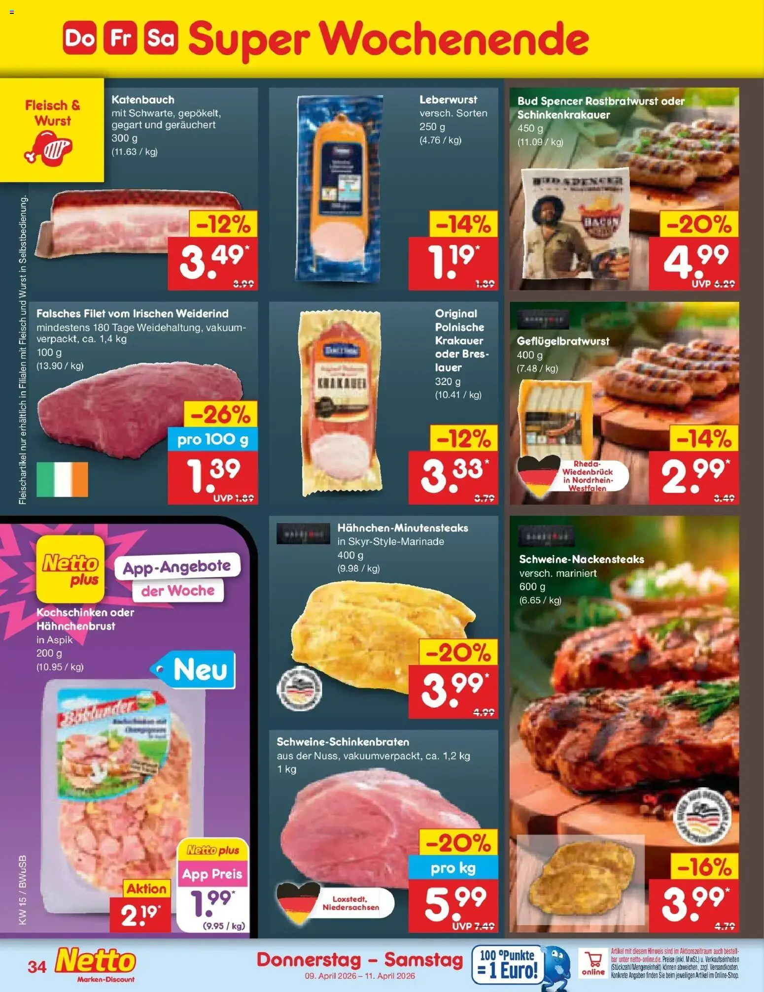 Netto Marken-Discount Prospekt Stemwede-Dielingen	 – gültig ab 07.04.2026 | Seite: 50 | Produkte: Wurst, Fleisch, Hahnchenbrust