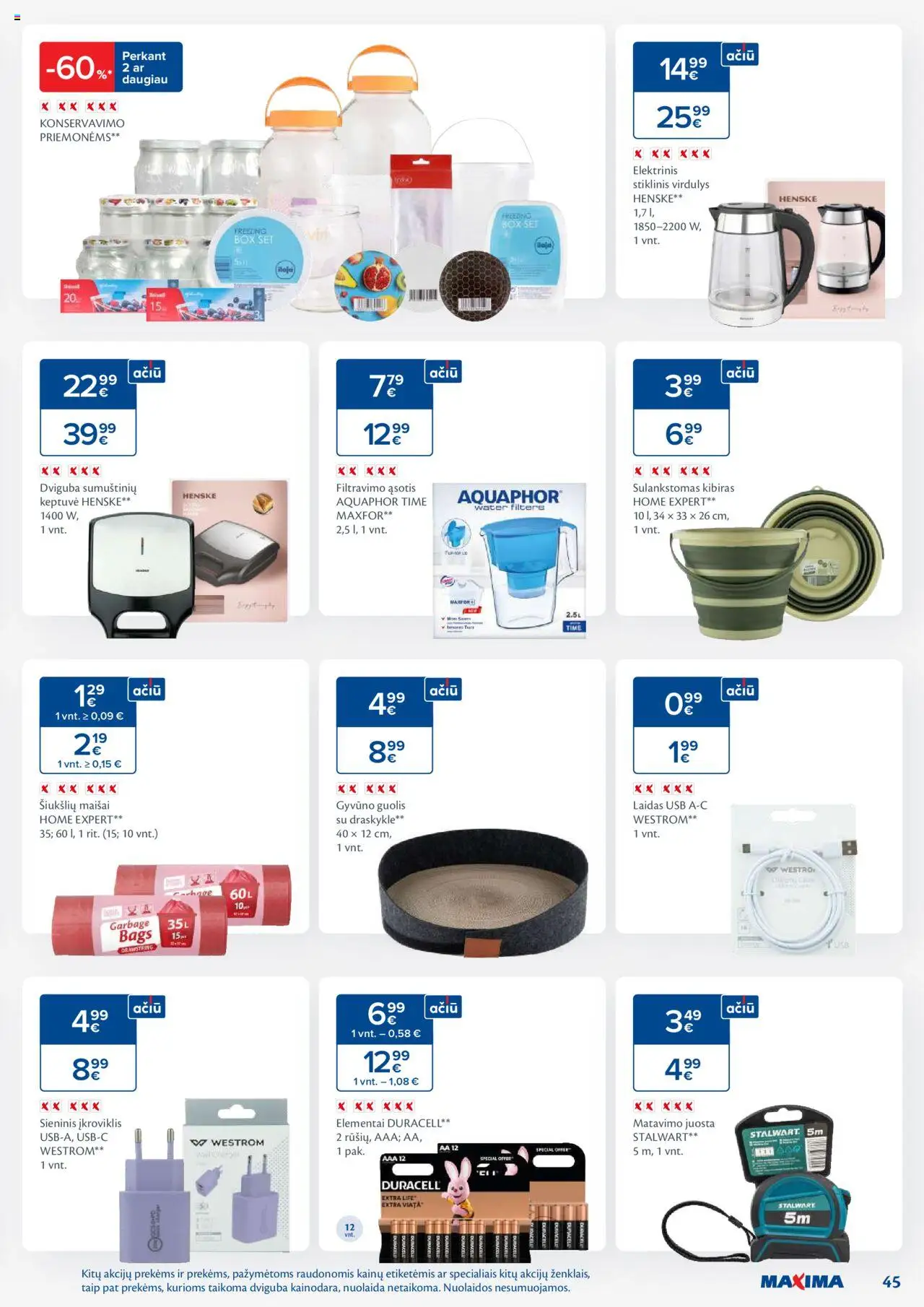MAXIMA akcijos nuo 09.09.2025 | Puslapis: 45 | Prekių: Keptuvė, USB, Kibiras, Virdulys