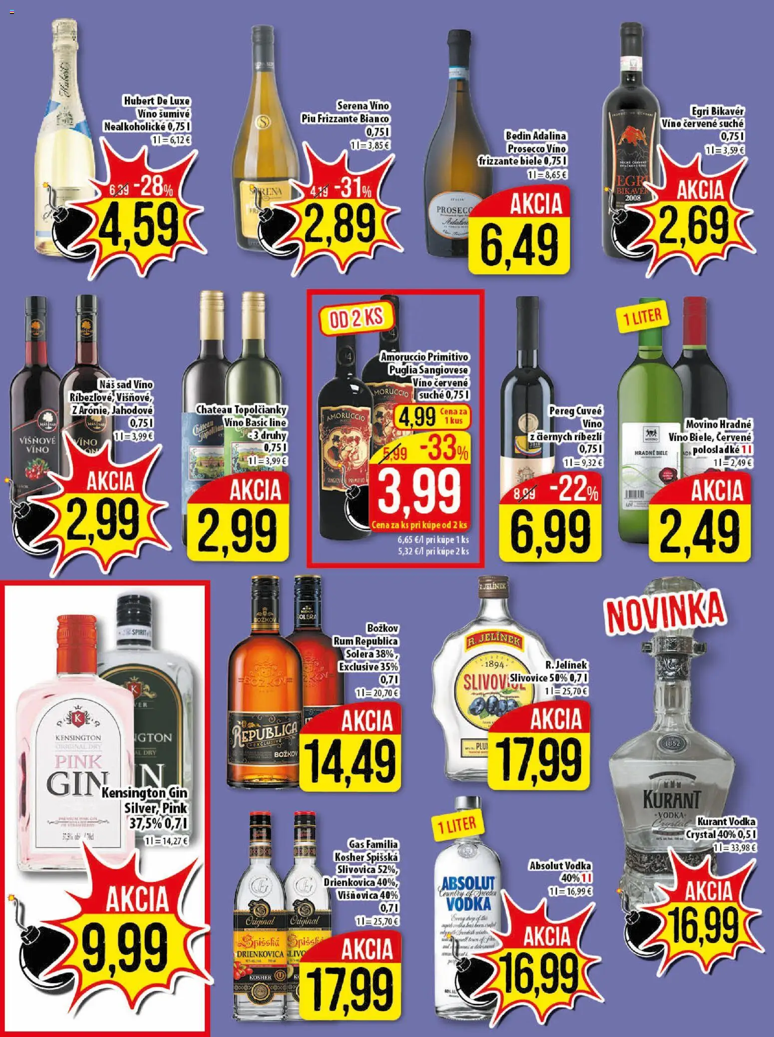 Nové Klas akcie – leták je platný od 16.03.2026 | Strana: 19 | Produkty: Prosecco, Republica, Vodka, Hubert de Luxe