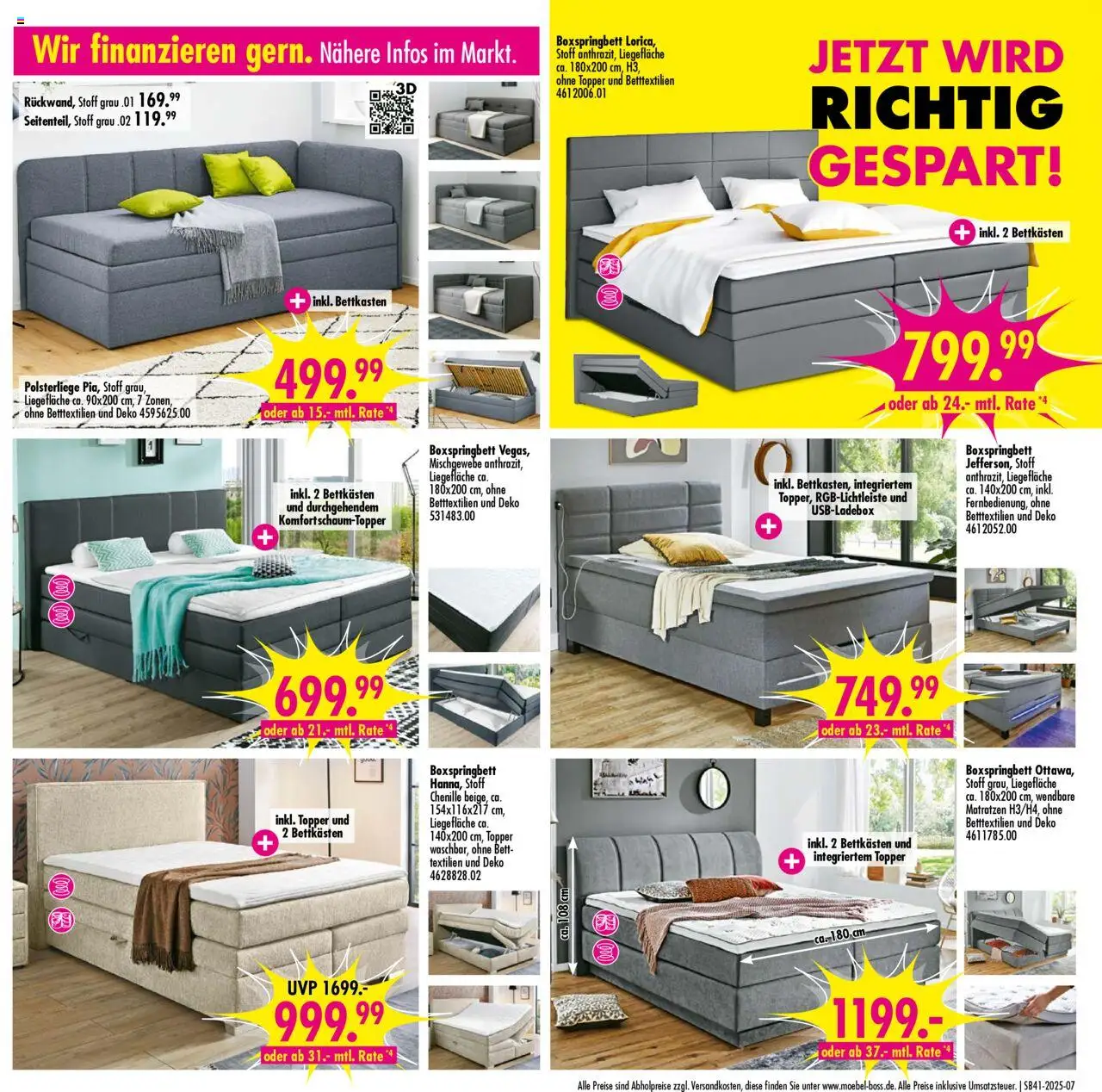SB Möbel Boss Prospekt Neubrandenburg – gültig ab 04.10.2025 | Seite: 7 | Produkte: Bett, Boxspringbett, Liege, Topper