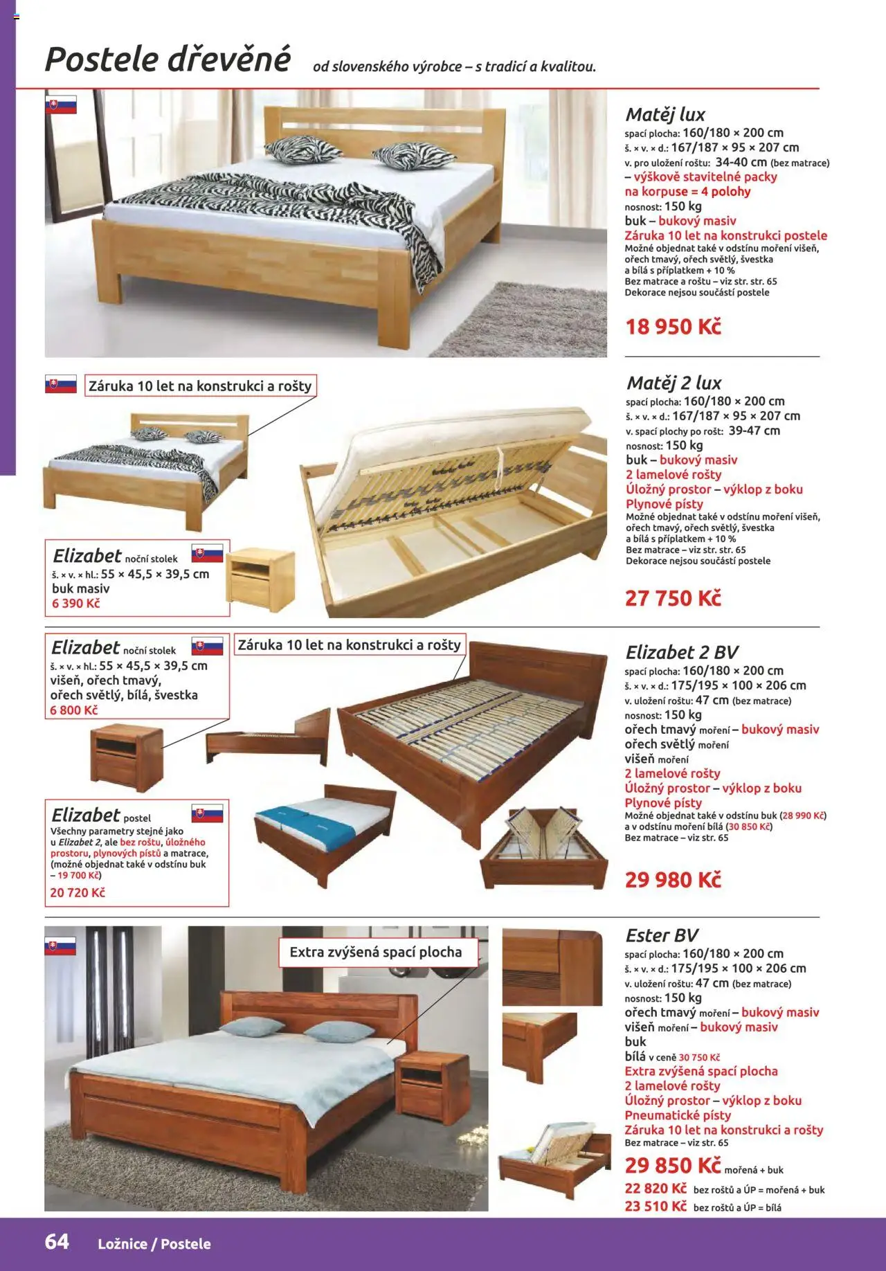 ORFA nábytek katalog 2025-2026 od 01.10.2025 | Strana: 64 | Produkty: Postele, Postel, Noční stolek, Rošt