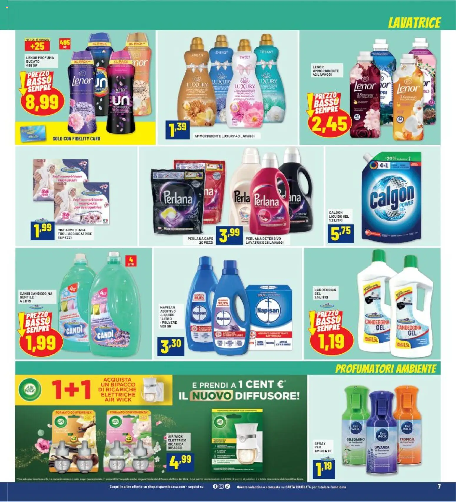 Volantino RisparmioCasa del 23.10.2025 | Pagina: 7 | Prodotti: Candeggina, Lavatrice, Asciugatrice, Lavanda