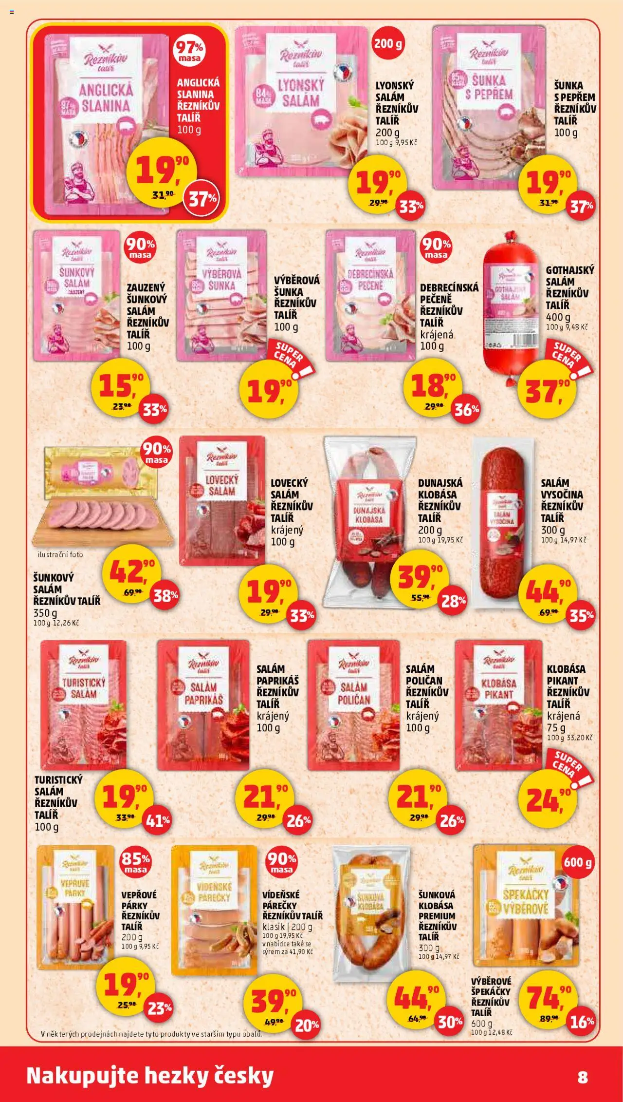 Penny Market leták - Čtvrtečník od 09.10.2025 | Strana: 8 | Produkty: Šunka, Párky, Špekáčky, Lovecký salám