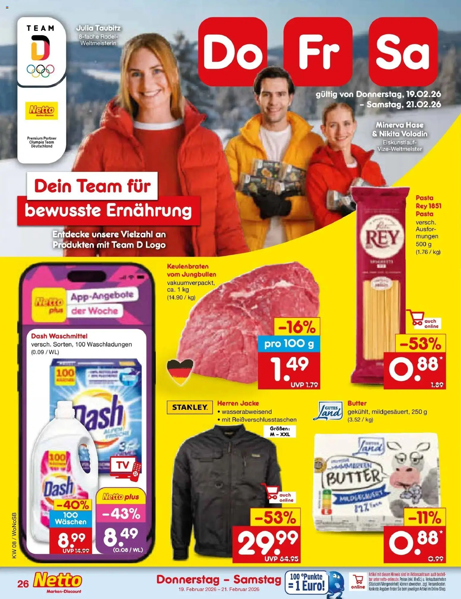 Netto Marken-Discount prospekt Lahnau	 – gültig ab 16.02.2026 | Seite: 40 | Produkte: Waschmittel, Jacke, Pasta, TV
