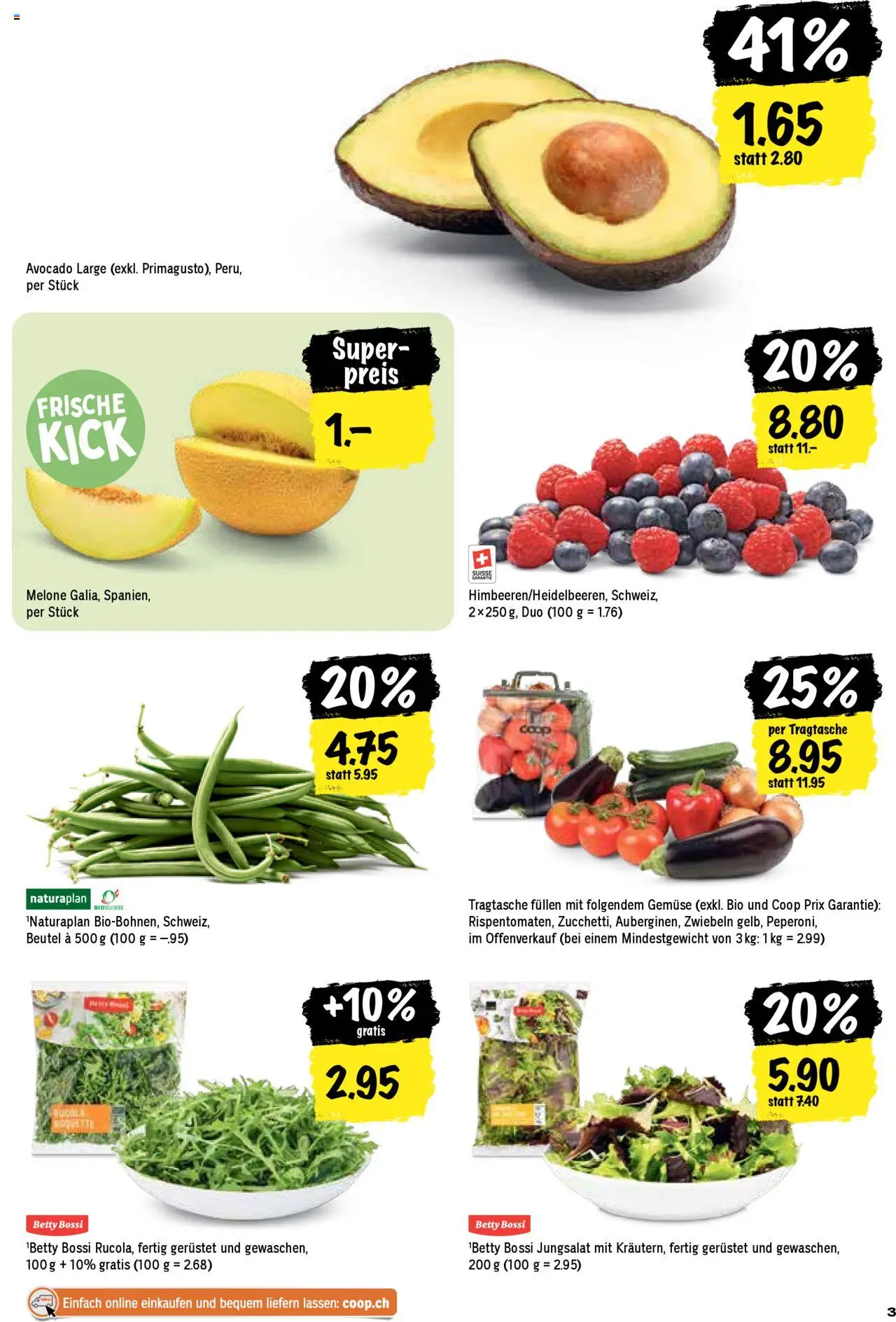 Coop Aktionen ab 14.08.2025 | Seite: 3 | Produkte: Avocado, Gemüse, Melone, Zwiebeln