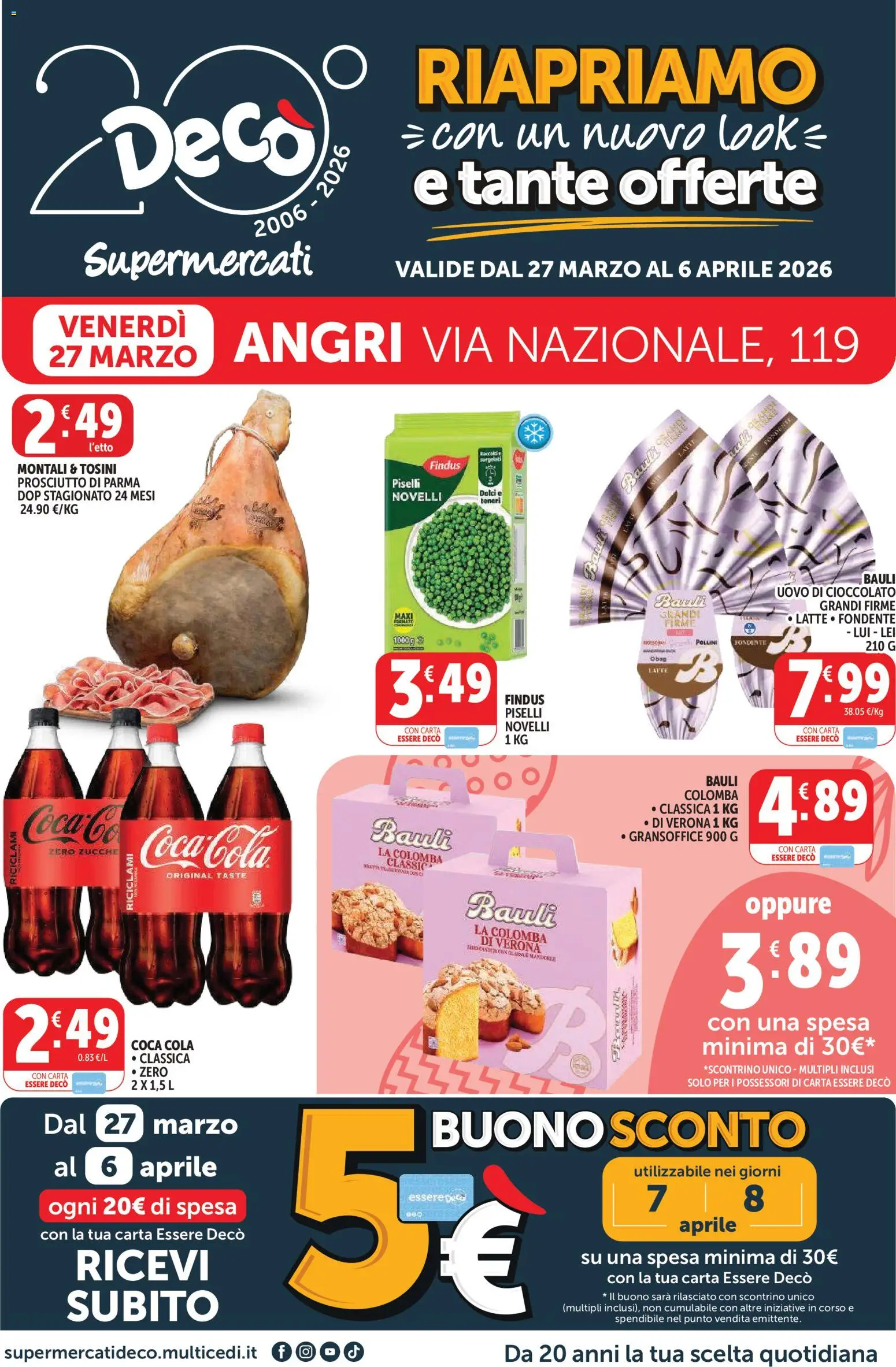 Volantino Decò del 27.03.2026 | Pagina: 1 | Prodotti: Prosciutto di Parma, Cioccolato, Prosciutto, Mandorle