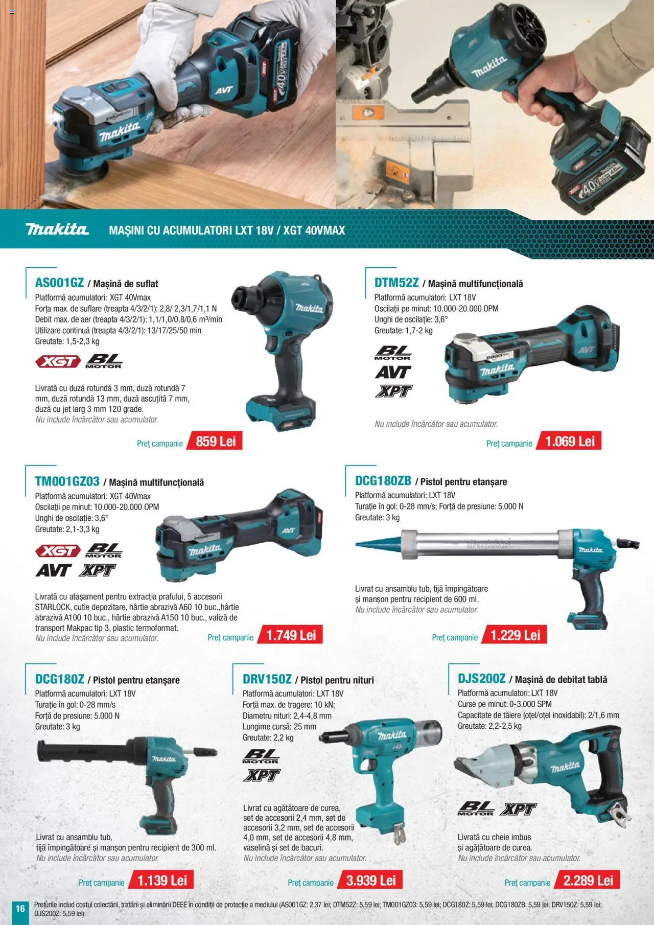 Noul catalog Makita – valabil de la 01.10.2025 | Pagină: 16 | Produse: Valiză, Încărcător, Tablă, Cutie