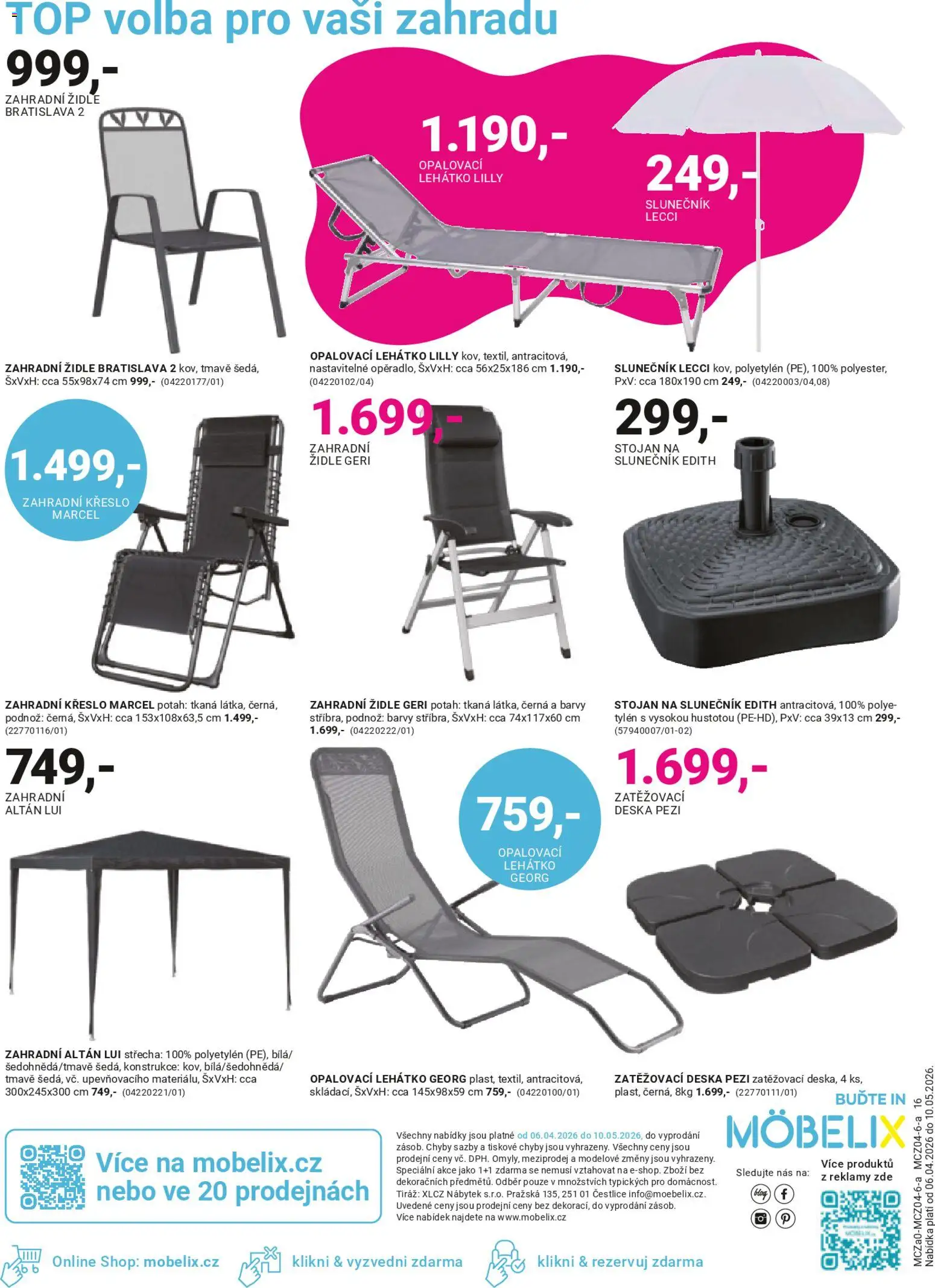 Möbelix leták od 06.04.2026 | Strana: 16 | Produkty: Nábytek, Altán, Barvy, Slunečník