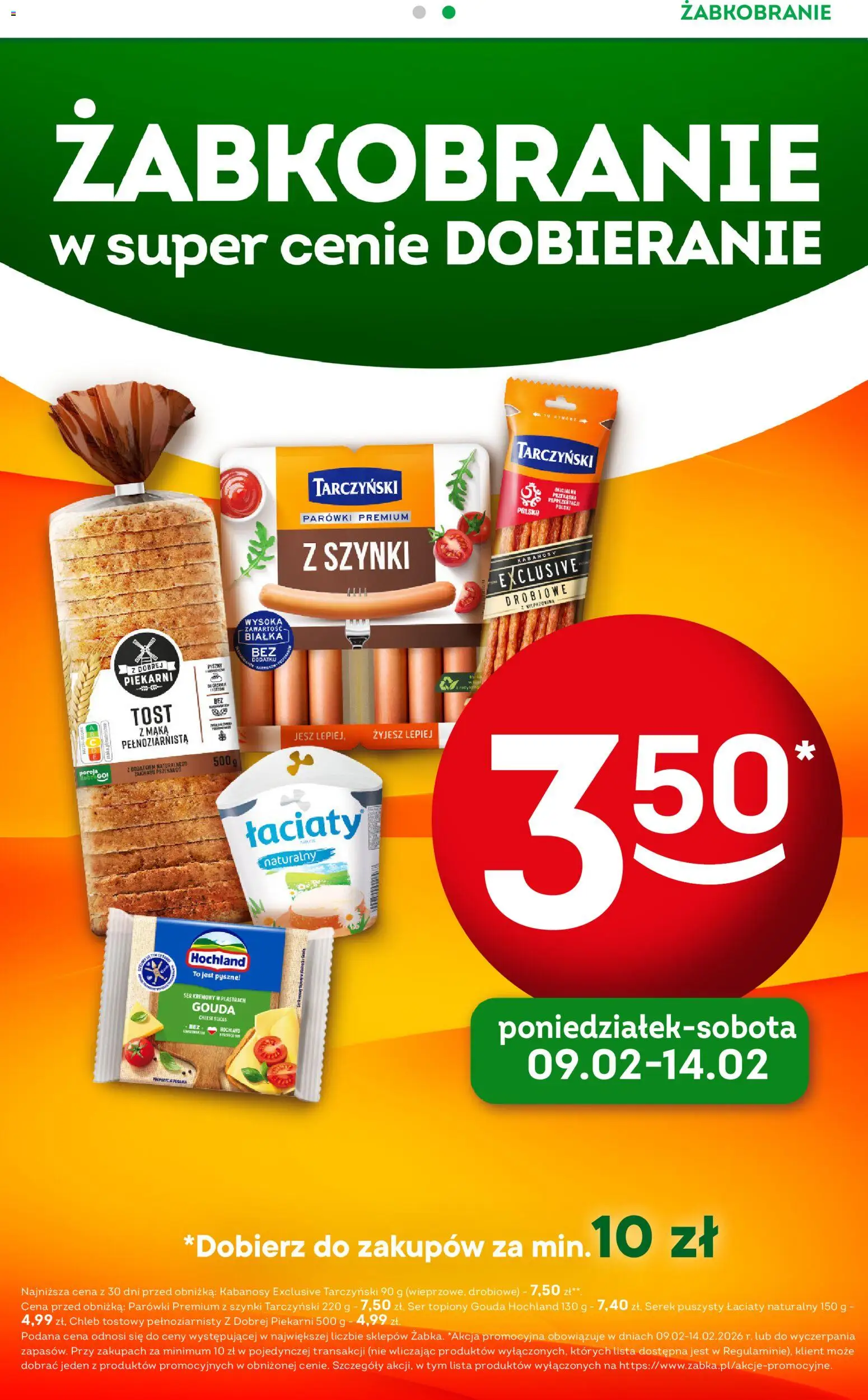 Żabka Gazetka - Codzienne produkty od 28.01.2026 | Strona: 3 | Produkty: Kiełbasa, Parówki, Kiełbasa krakowska, Ser