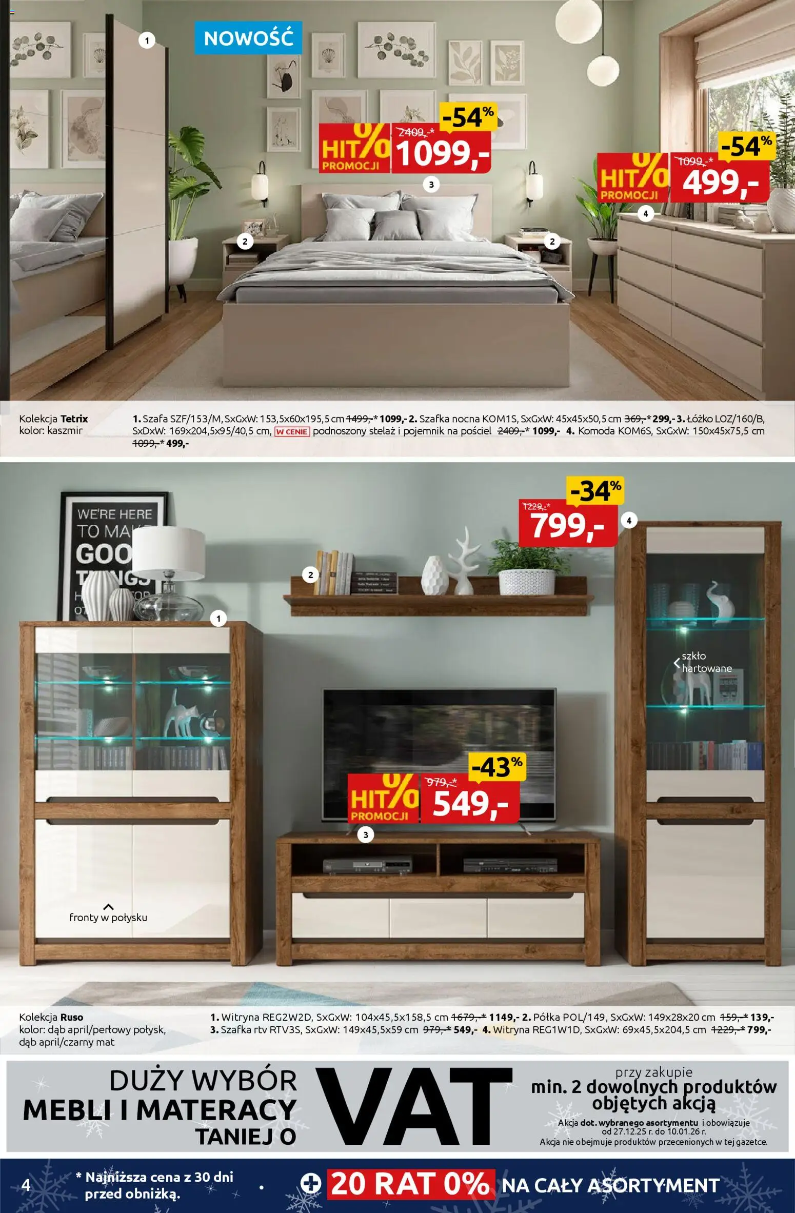 Black Red White promocje od 24.12.2025 | Strona: 4 | Produkty: Łóżko, szafka RTV, Witryna, Szafka nocna