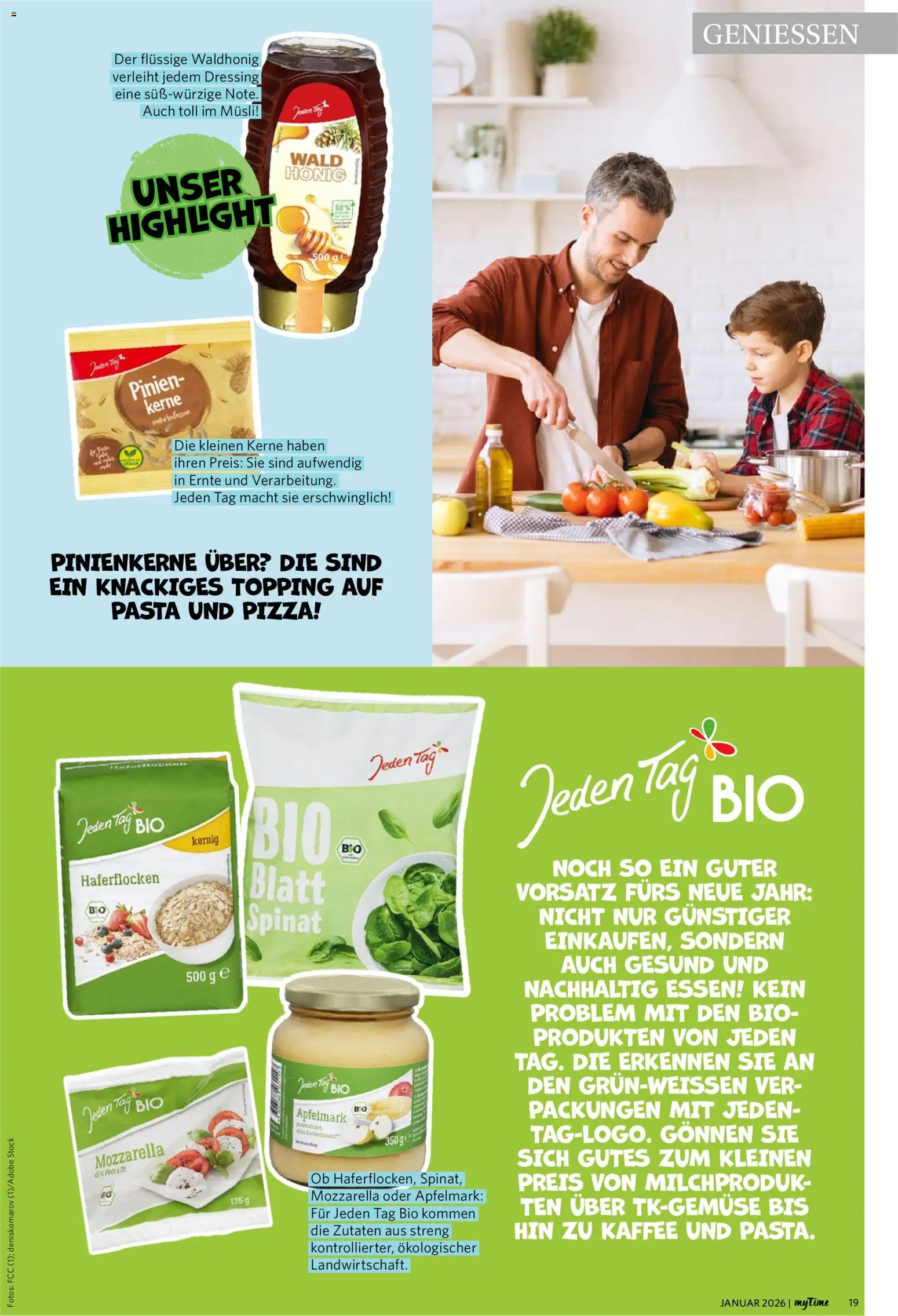 Famila Nordwest  myTime Januar 2026 – gültig ab 01.01.2026 | Seite: 19 | Produkte: Mozzarella, Dressing, Pasta, Pizza