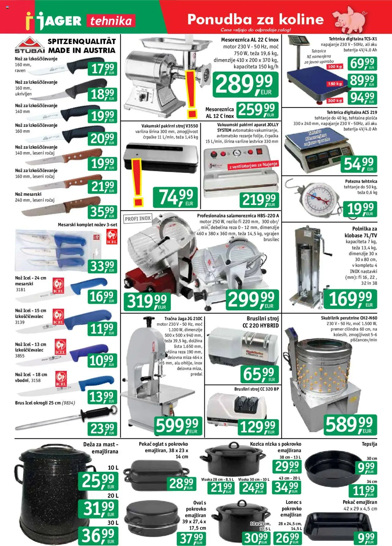 Novi Jager katalog ponudbe – veljaven od 22.10.2025 | Stran: 1 | Izdelki: Nož, Teza, Miza, Delovna miza