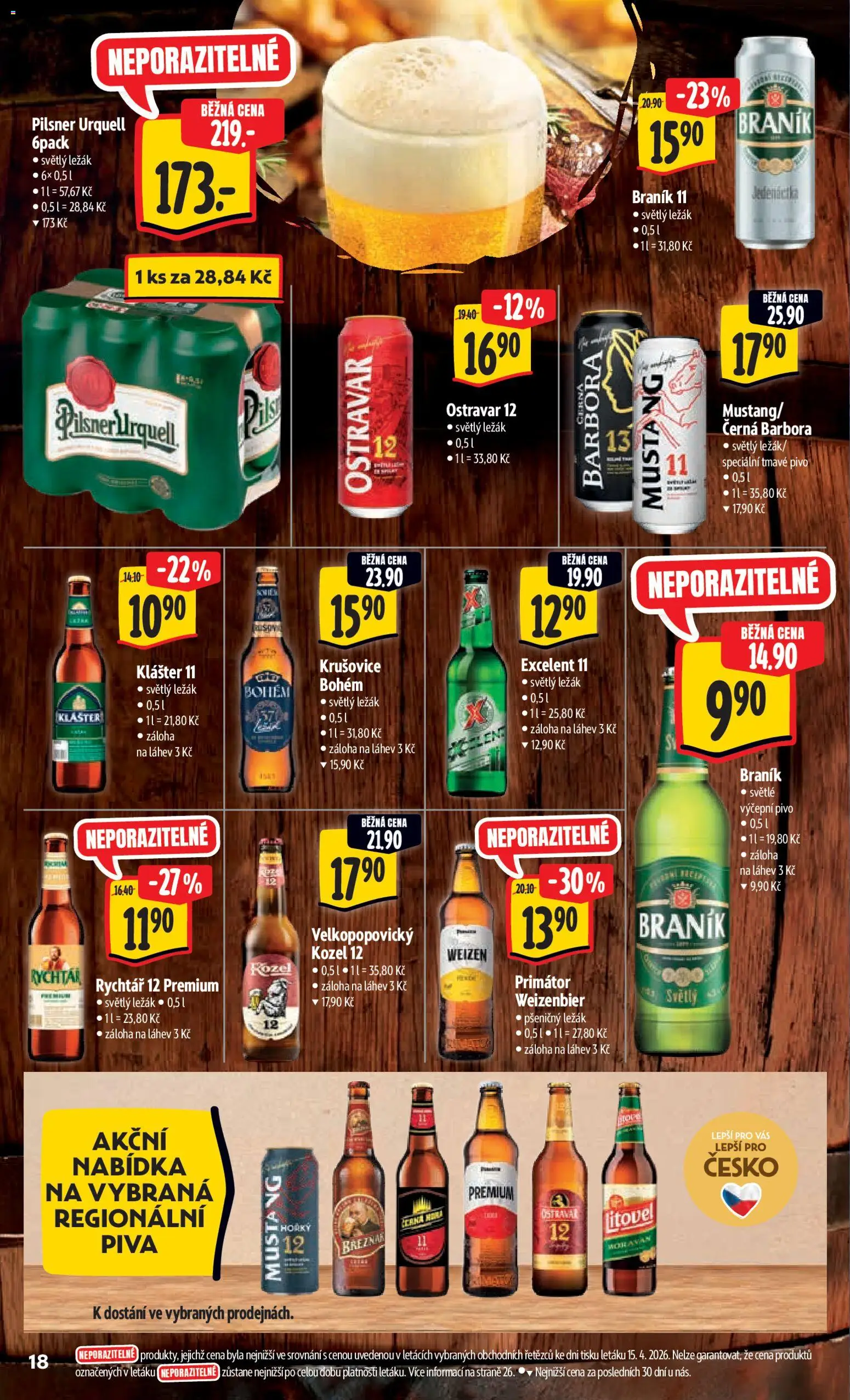 Albert leták - Hypermarket od 22.04.2026 | Strana: 26 | Produkty: Pivo, Excelent 11, Kozel, Krušovice