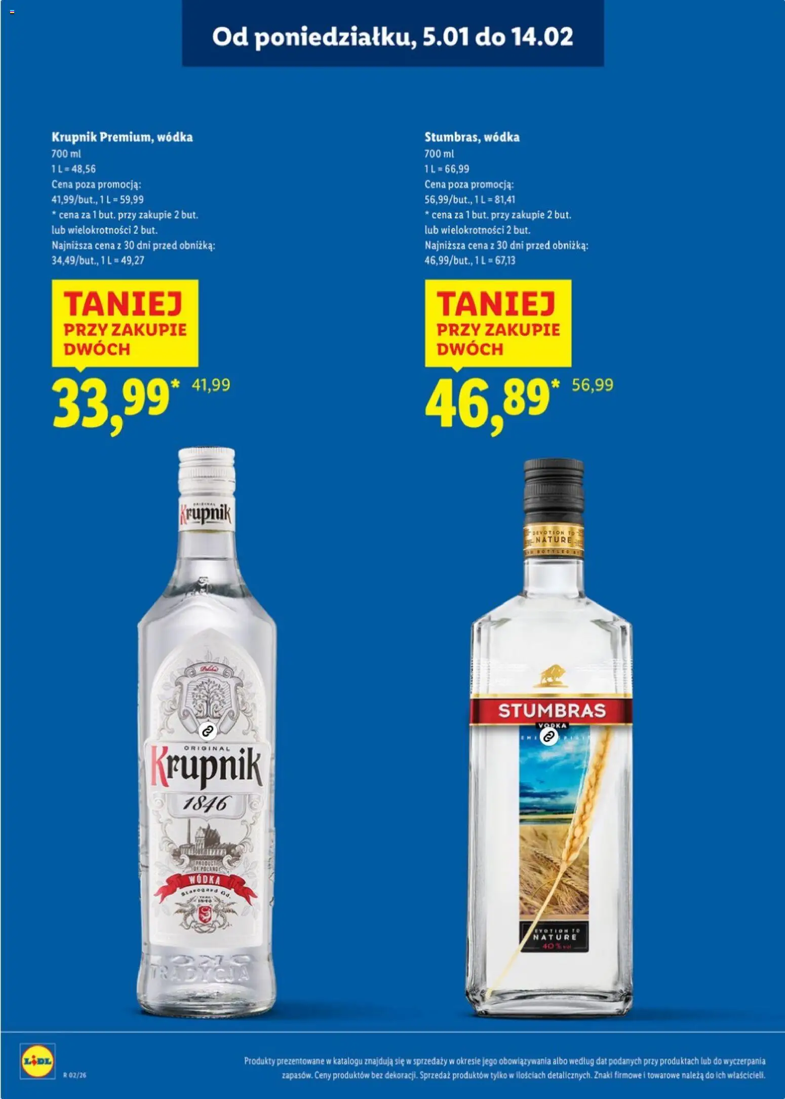 Lidl Katalog alkoholi mocnych od 05.01.2026 | Strona: 4 | Produkty: Wódka Stumbras, Vodka, Wódka