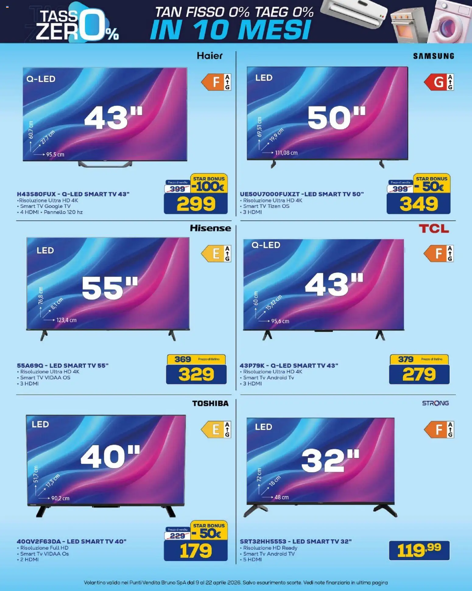 Volantino BRUNO del 09.04.2026 | Pagina: 6 | Prodotti: smart TV, TV, Samsung