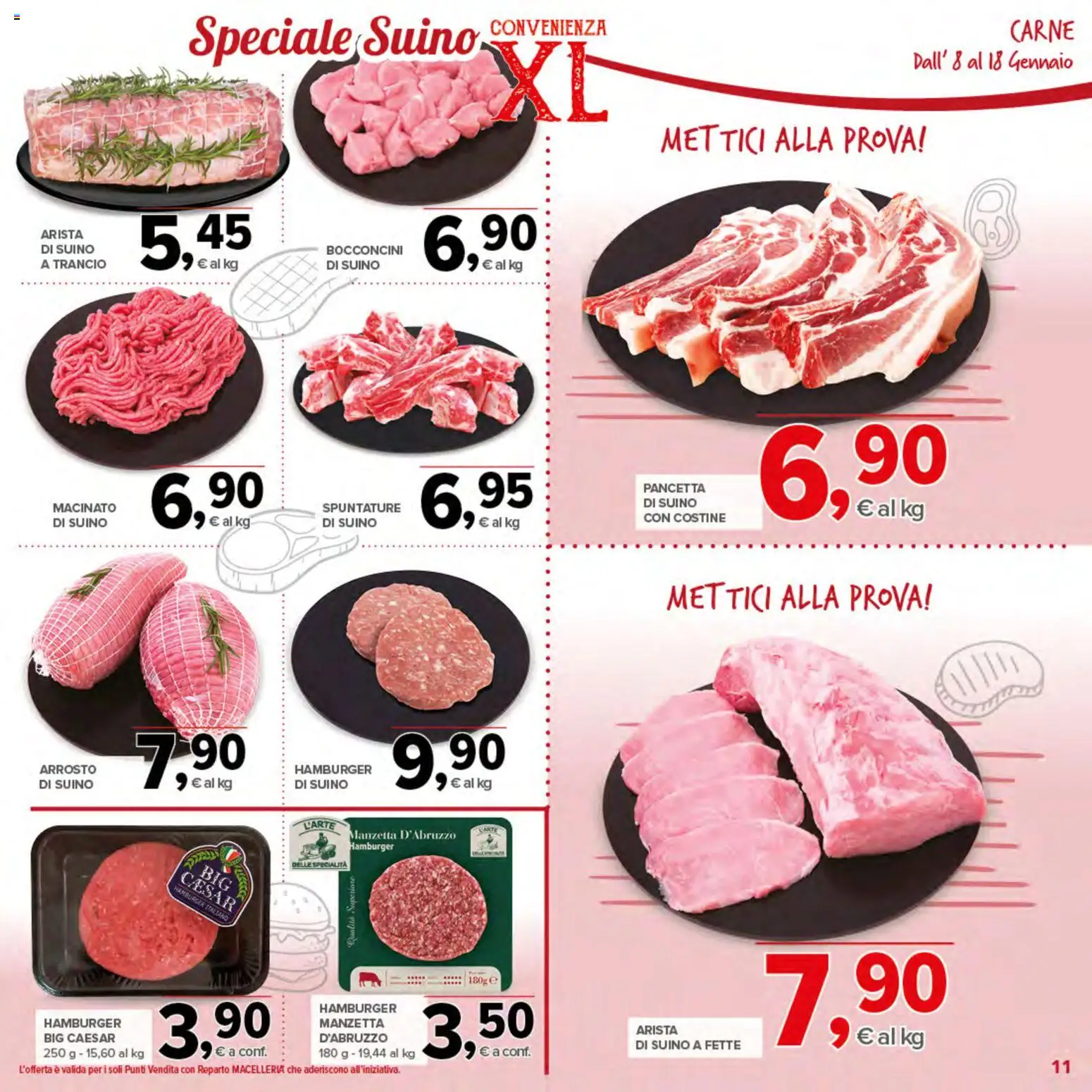 Volantino Todis del 08.01.2026 | Pagina: 11 | Prodotti: Arrosto, Pancetta, Suino, Hamburger