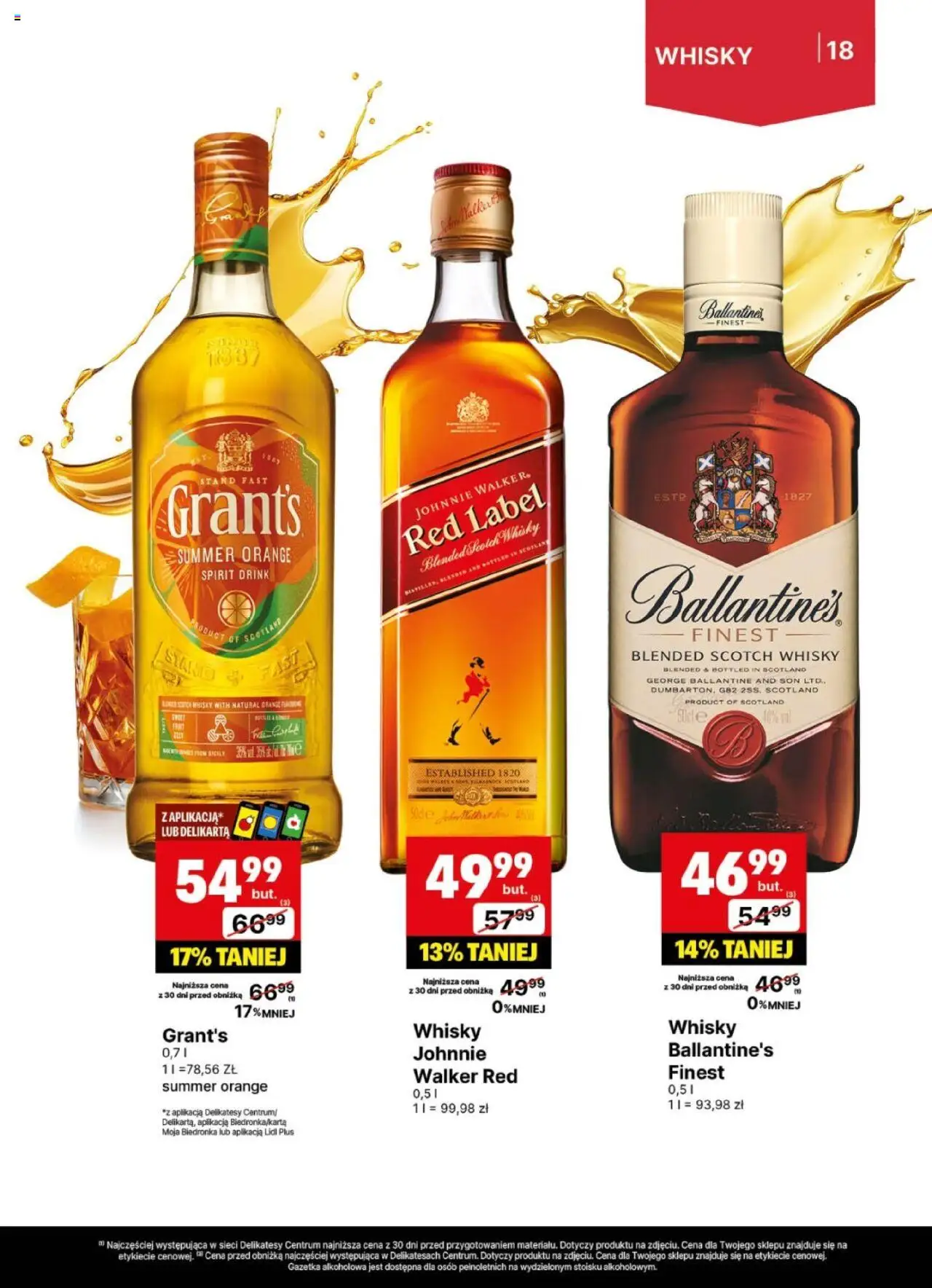 Delikatesy Centrum Gazetka - DeliBarek od 21.07.2025 | Strona: 18 | Produkty: Grant's, Delikatesy, Red label, Whisky