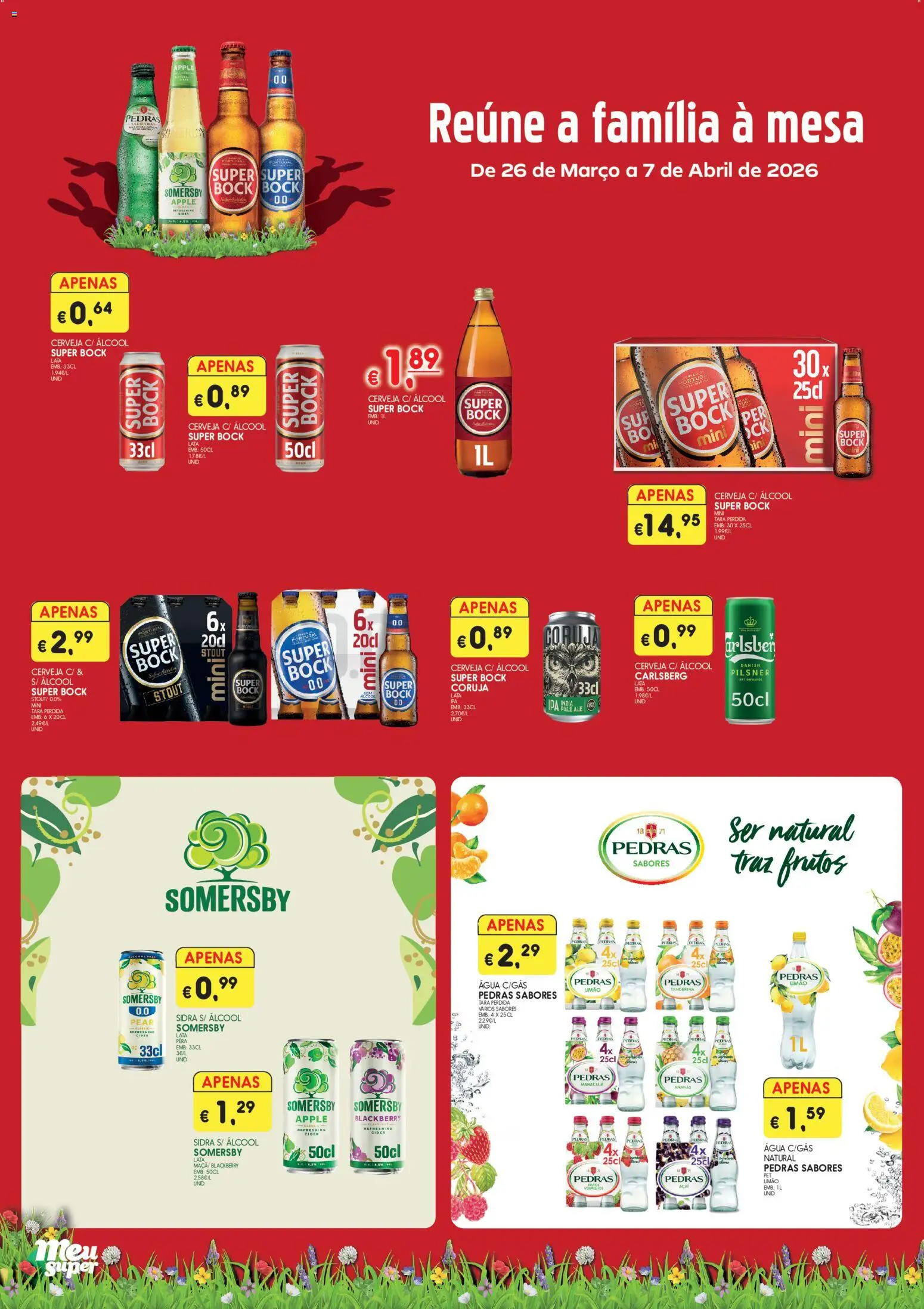 Meu Super folheto │ válido de 26.03.2026 | Página: 1 | Produtos: Açai, Super bock, Cerveja, Somersby