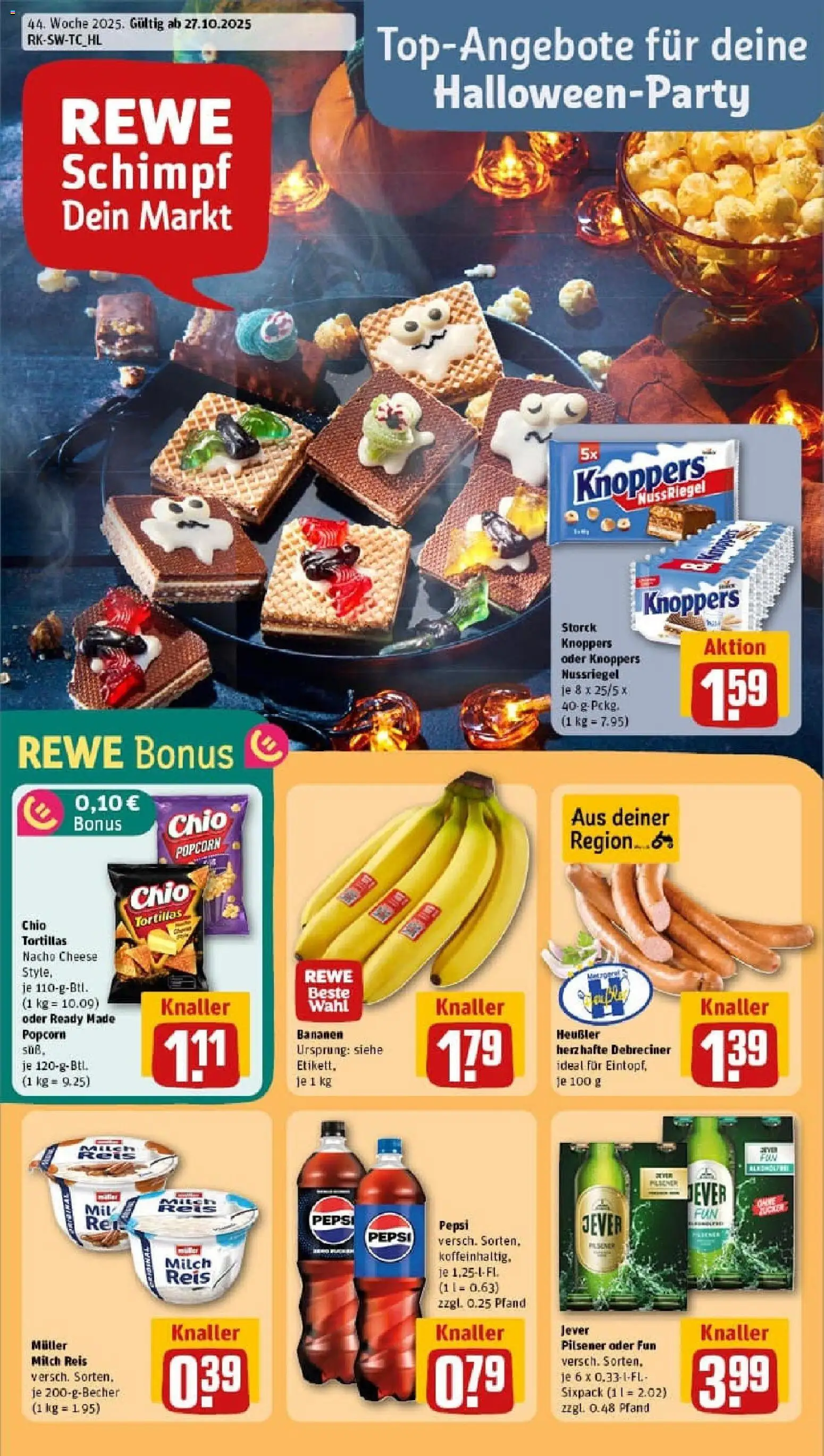 Rewe prospekt Nattheim	 – gültig ab 26.10.2025 | Seite: 1 | Produkte: Bananen, Jever, Knoppers, Chio tortillas