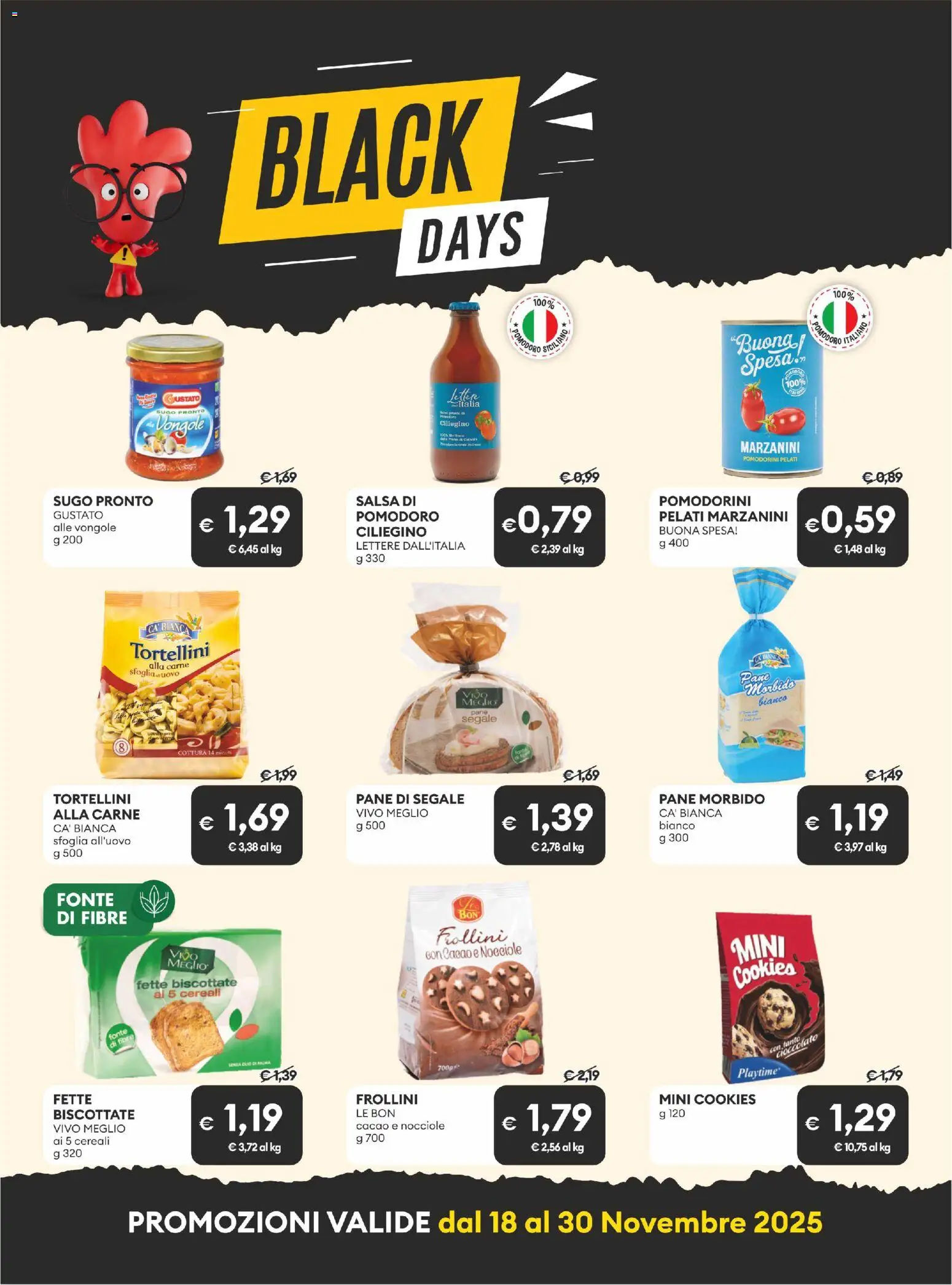 Volantino MD Discount del 18.11.2025 | Pagina: 7 | Prodotti: Pomodorini, Cereali, Pomodoro, Fette biscottate