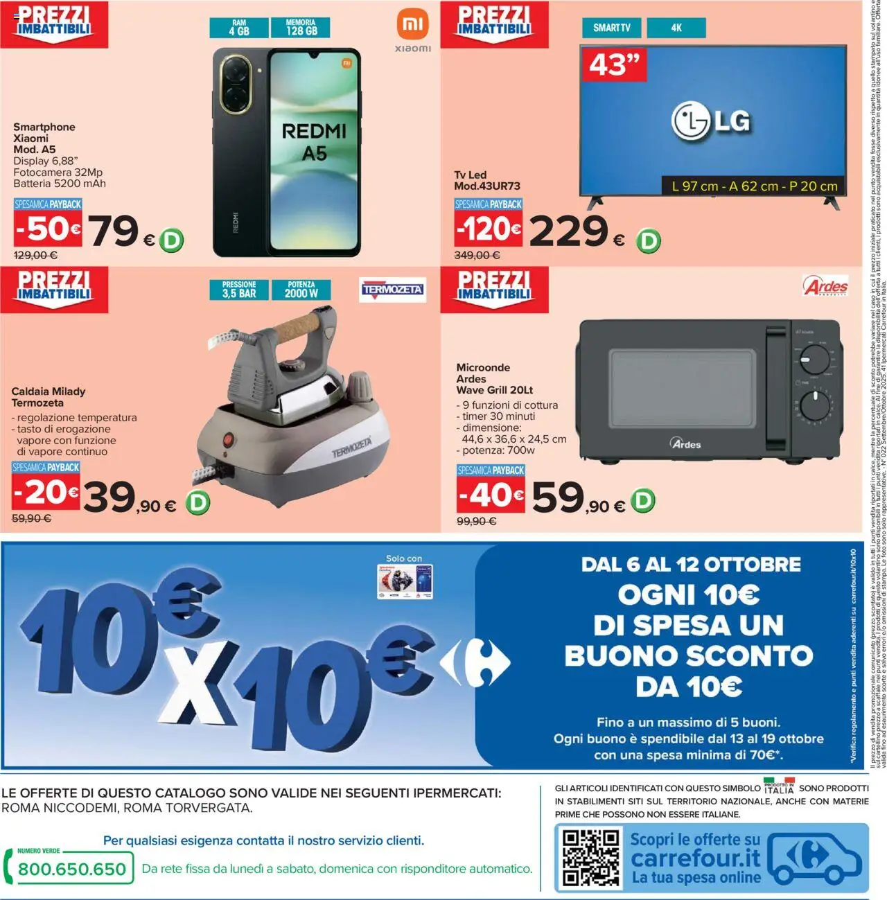 Volantino Carrefour del 26.09.2025 | Pagina: 44 | Prodotti: Xiaomi, Smartphone, Fotocamera, Batteria