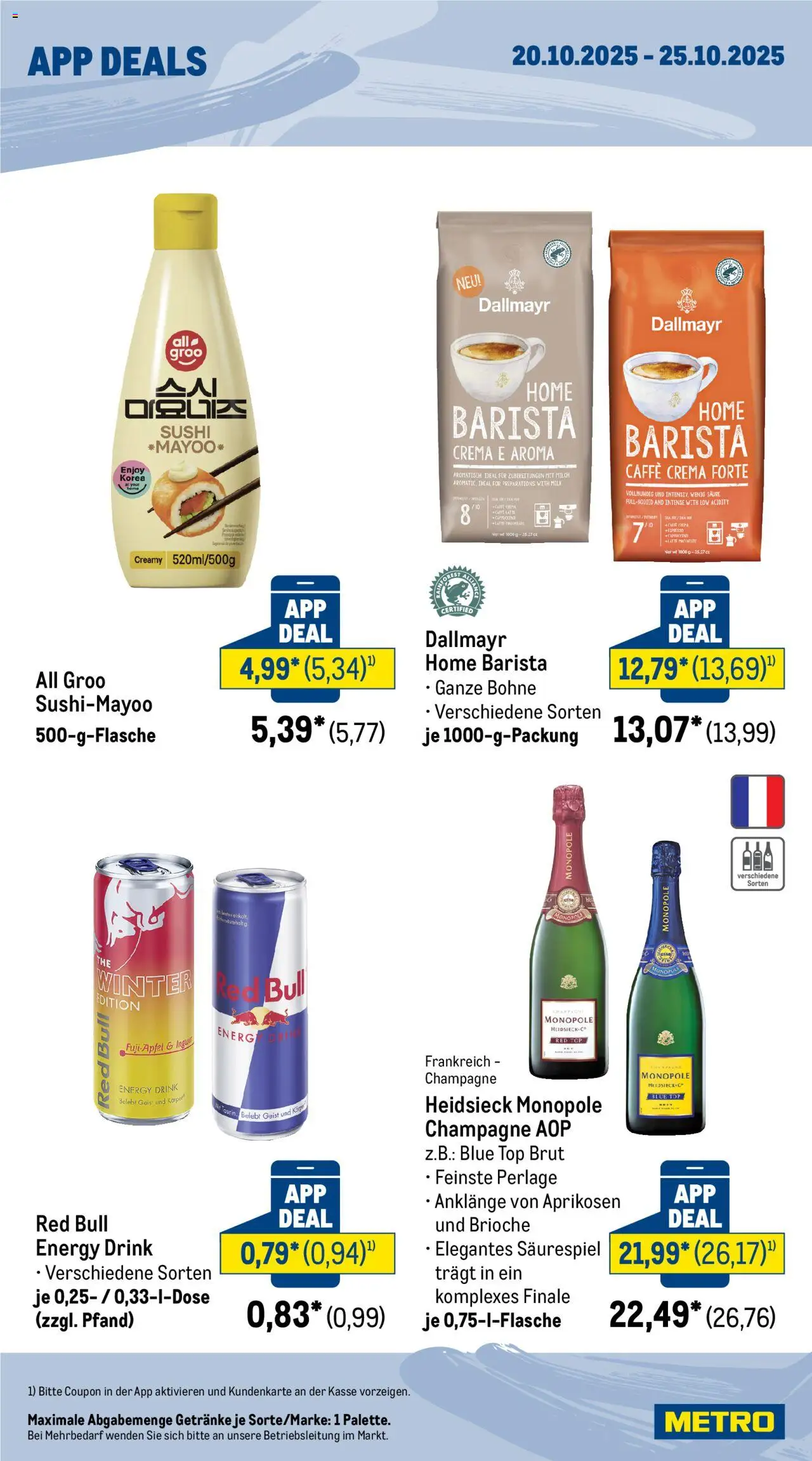 Metro  App Deals – gültig ab 20.10.2025 | Seite: 2 | Produkte: Top, Red bull, Energy, Dallmayr