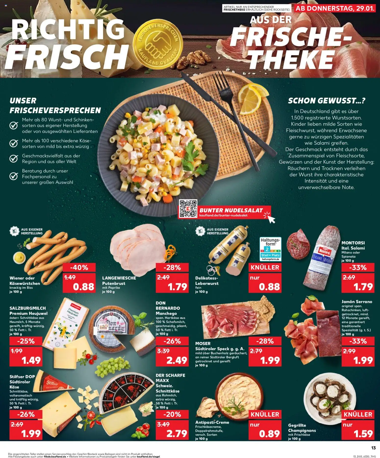 Kaufland prospekt Kiel	 – gültig ab 29.01.2026 | Seite: 13 | Produkte: Theke, Paprika, Wurst, Salami