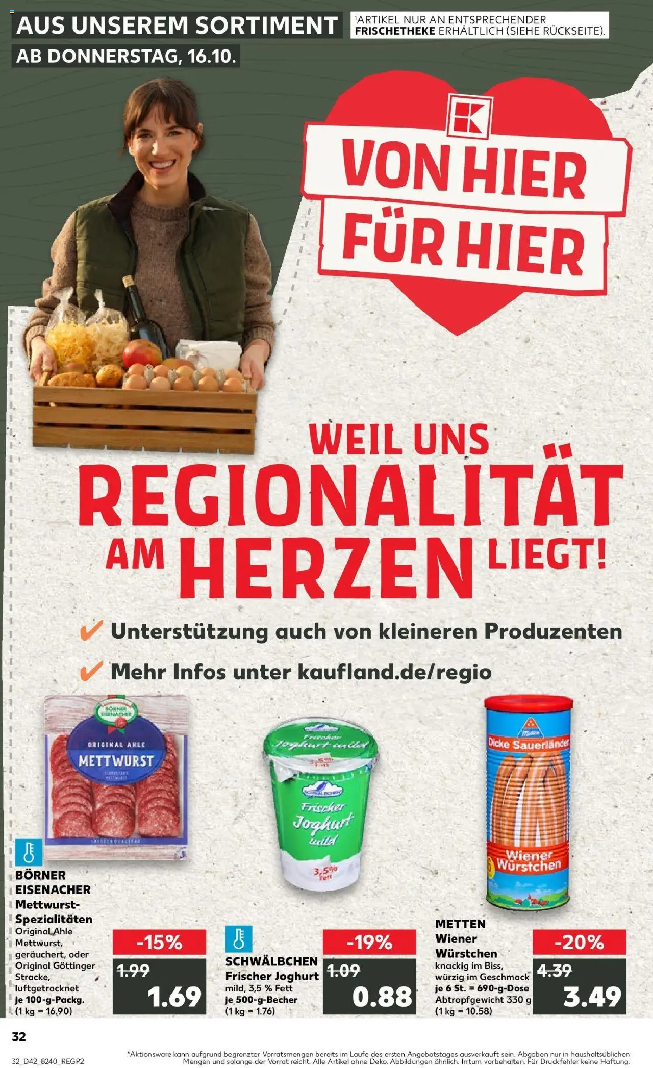 Kaufland prospekt Biedenkopf	 – gültig ab 19.10.2025 | Seite: 32 | Produkte: Wiener wurstchen, Joghurt