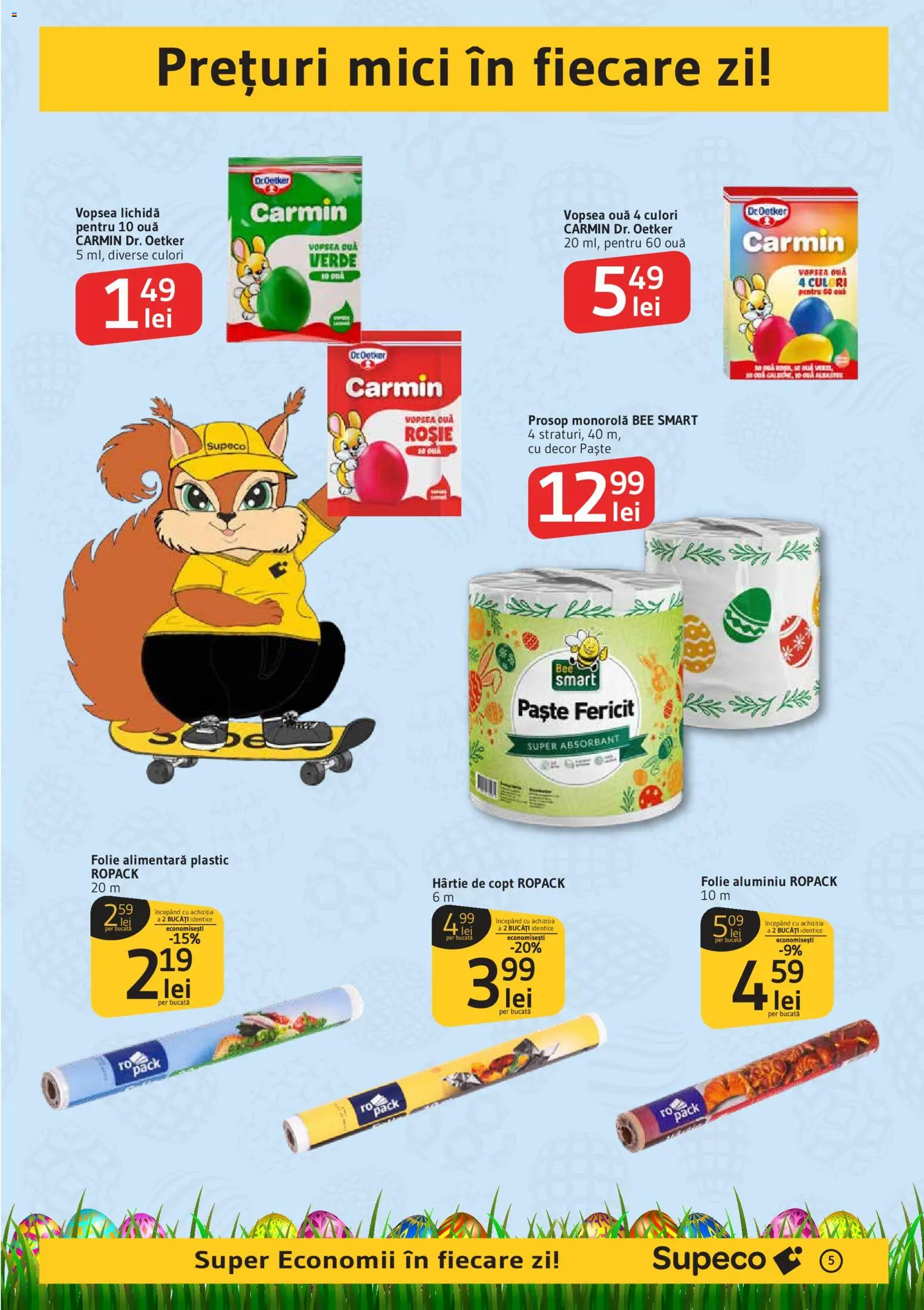 Noul catalog Supeco – valabil de la 02.04.2026 | Pagină: 5 | Produse: Prosop monorolă, Vopsea, Mici, Paste